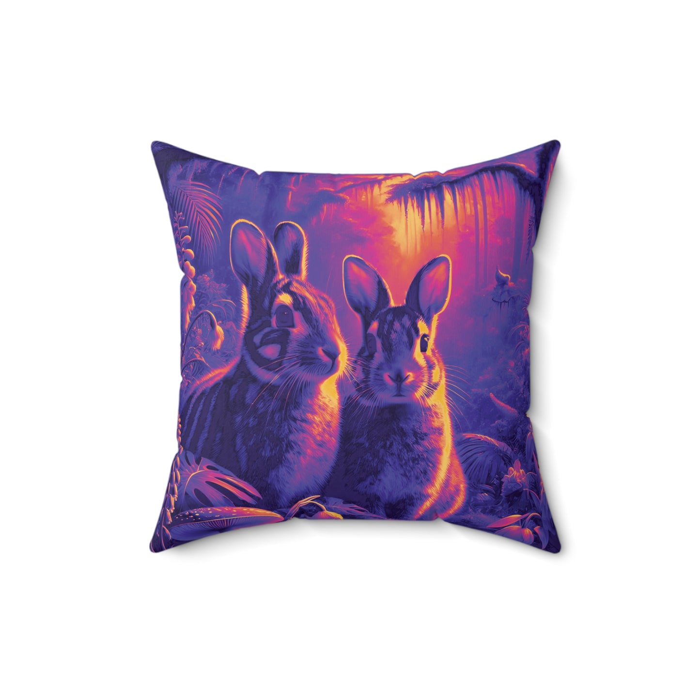 Decorative Pillow - Accent Cushion, 4 Sizes /Tropical Sumatran Rabbits/Purple Pop