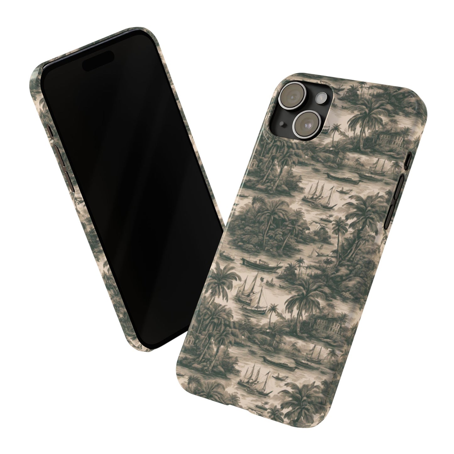 Slim Phone Cases - Tropical Toile #1, black