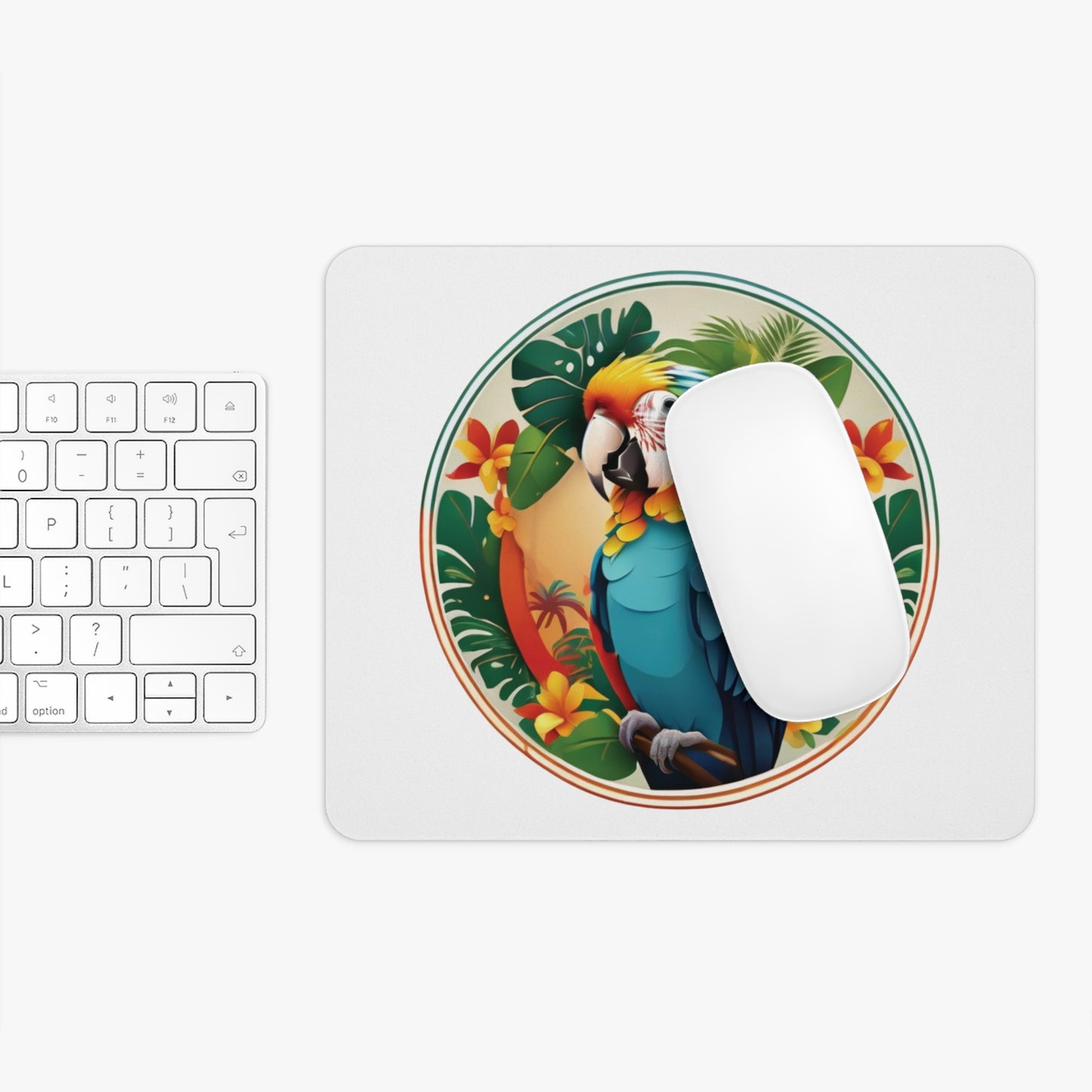 Tropical Mouse Pad, 2 Shapes - Rainforest Vibes for Home Office & Gamer / Pet Parrot