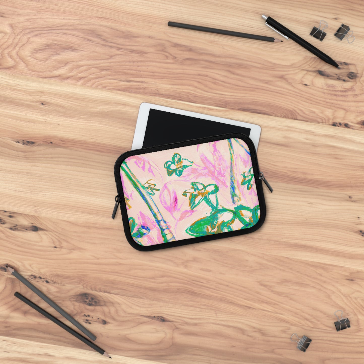 Tropical Laptop Sleeve, 5 Sizes - Perfect for Beach Lovers & Students / Tropical Doodles, Pink