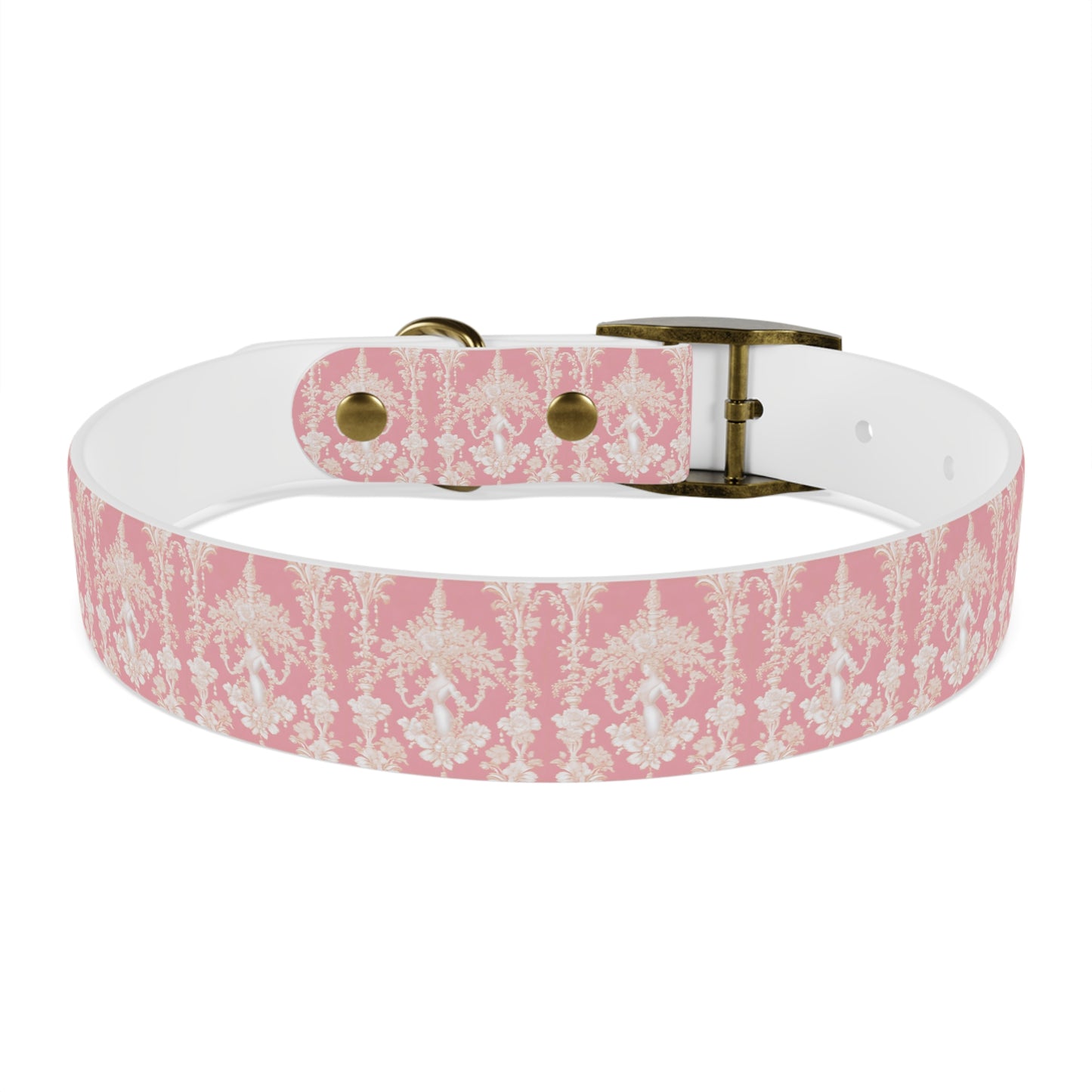 Dog Collar - Pearl Lady Toile, hibiscus pink