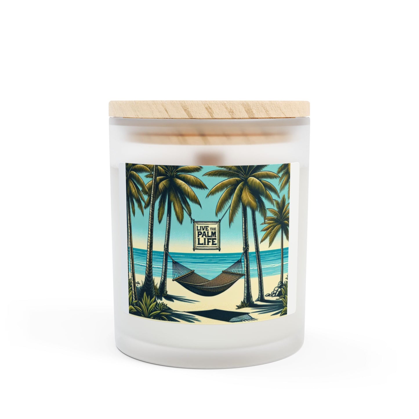 Frosted Glass Candle, 11oz, Hammock on the Beach, Teal