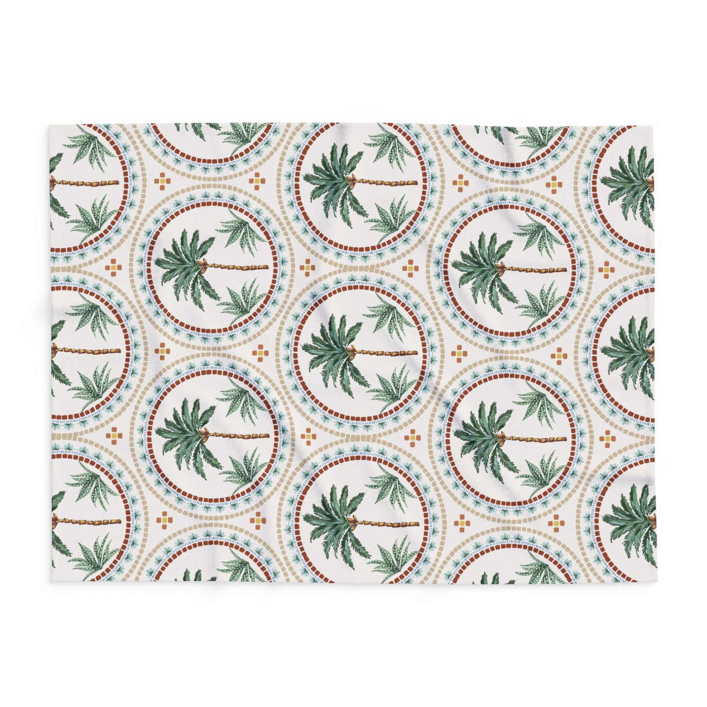 Mosaic Palms Fleece Blanket - Colorful Tropical Design