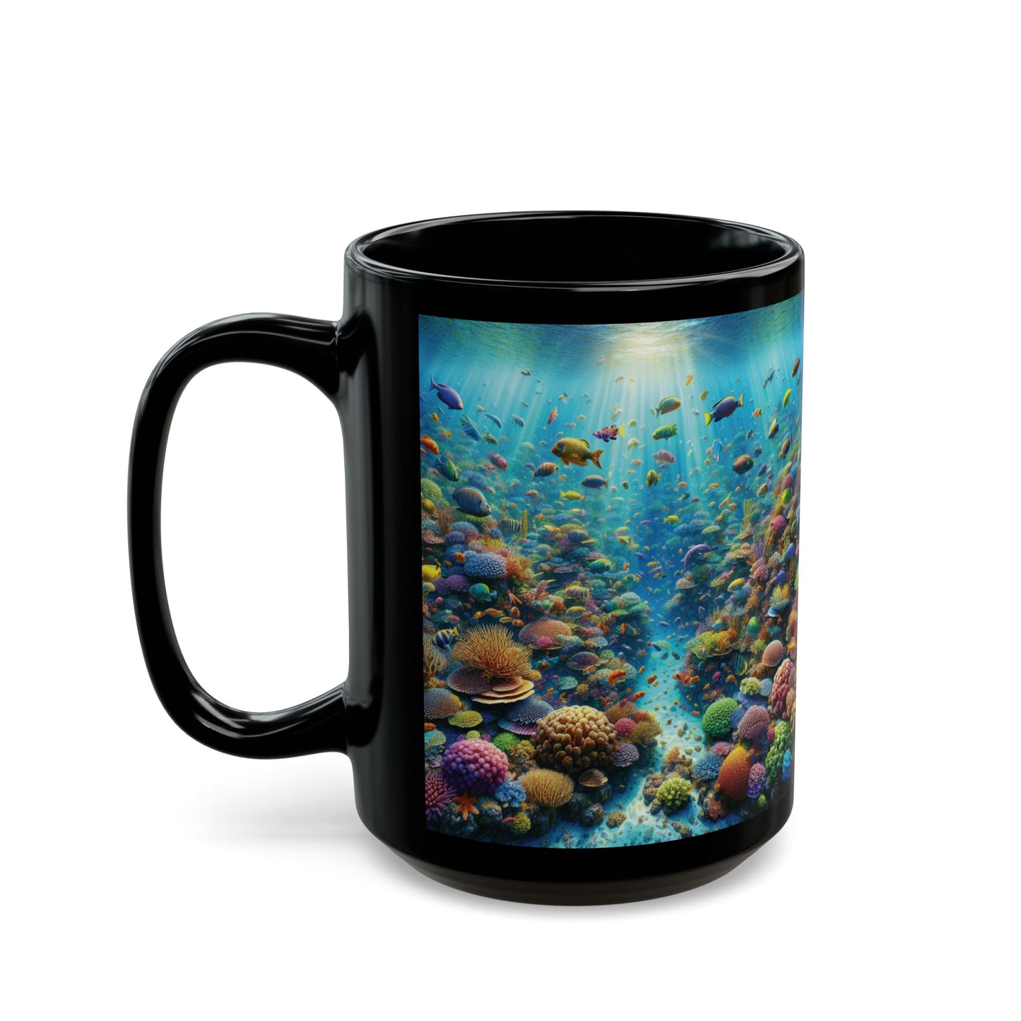 Black Coffee Mug - Busy Coral Reef