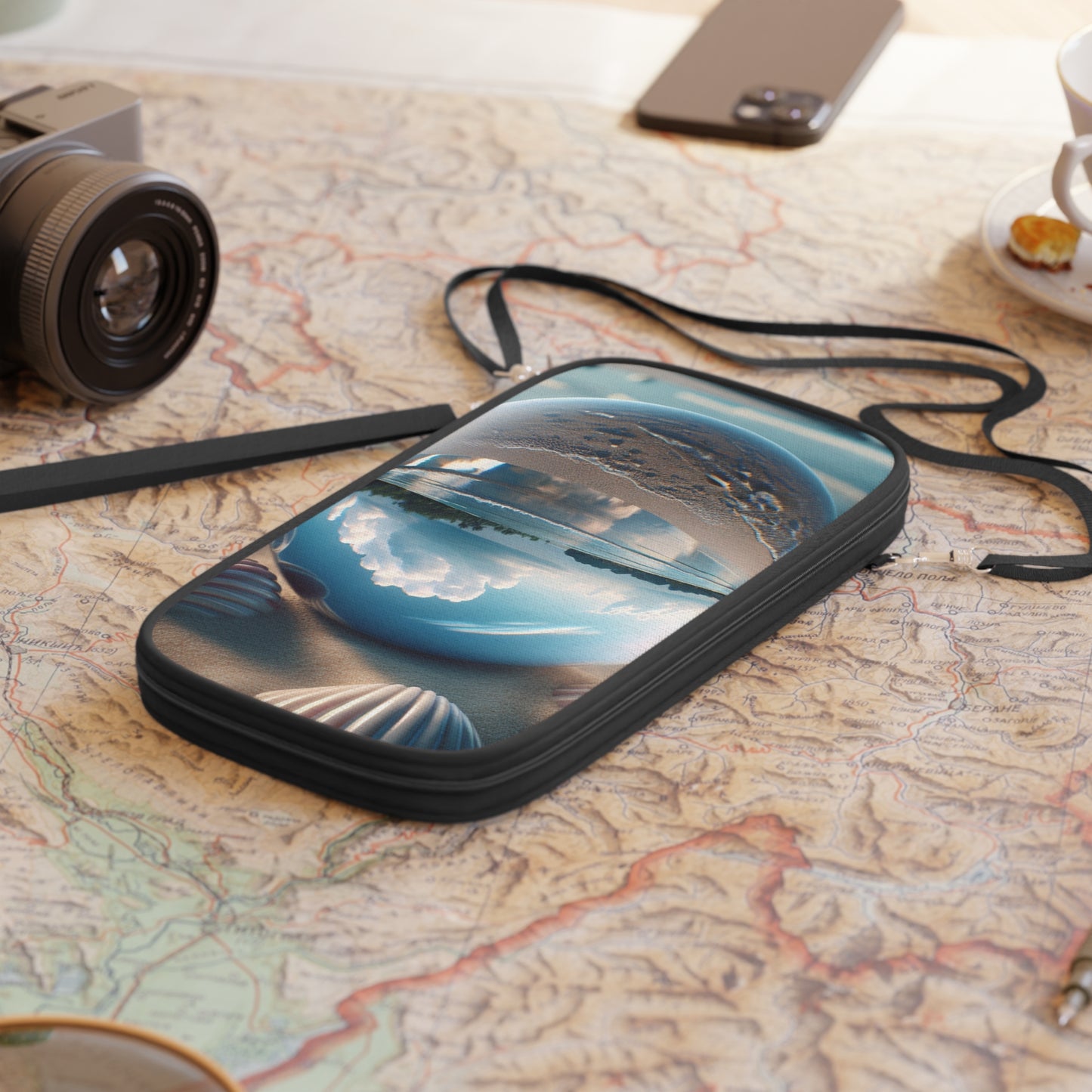 Passport Wallet – Perfect for Travelers & Adventurers / Beach Illusion Ball, Shells