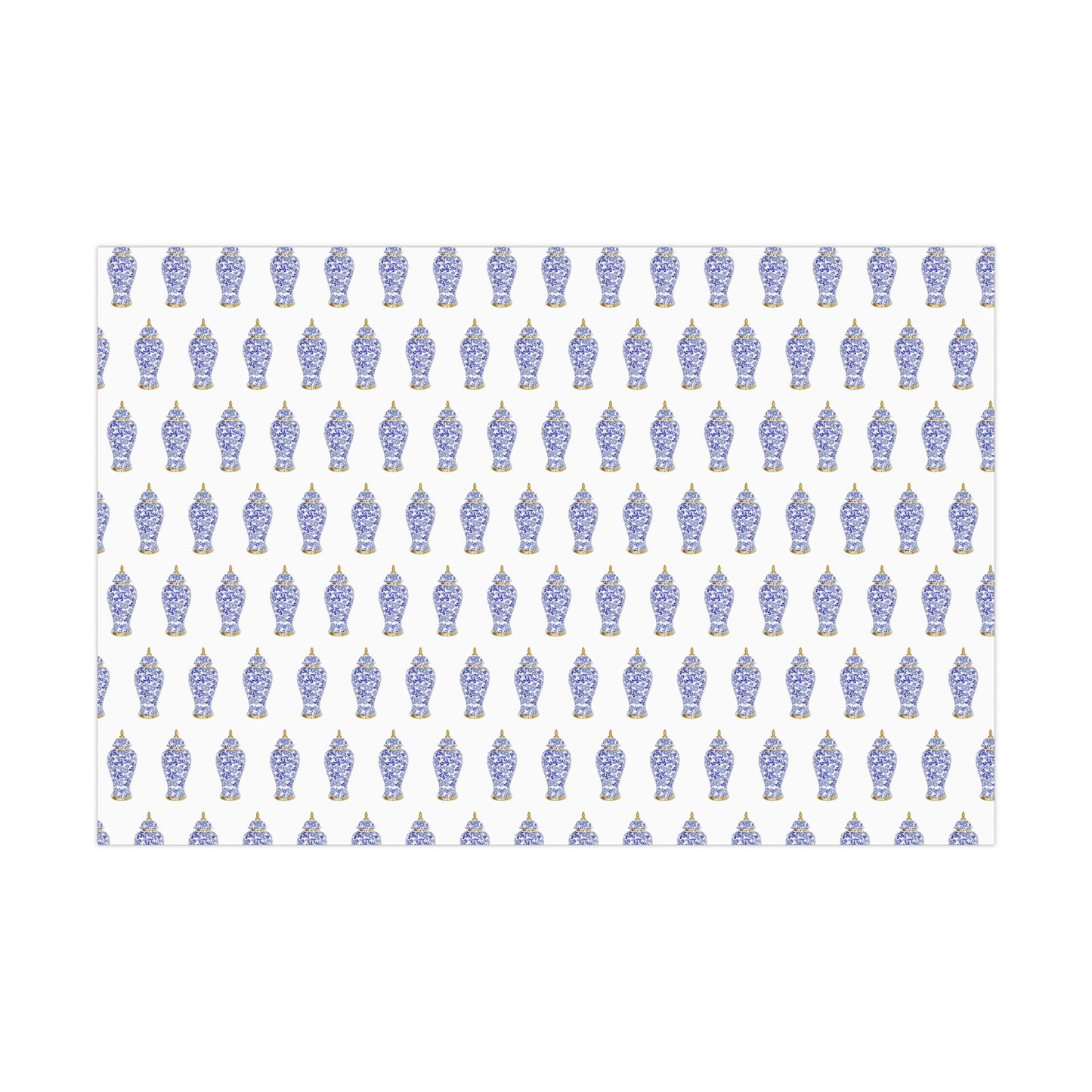 Wrapping Paper - Tropical Gift Wrap for All Occasions / 3 Sizes, 2 Finishes / Blue and White Ginger Jar