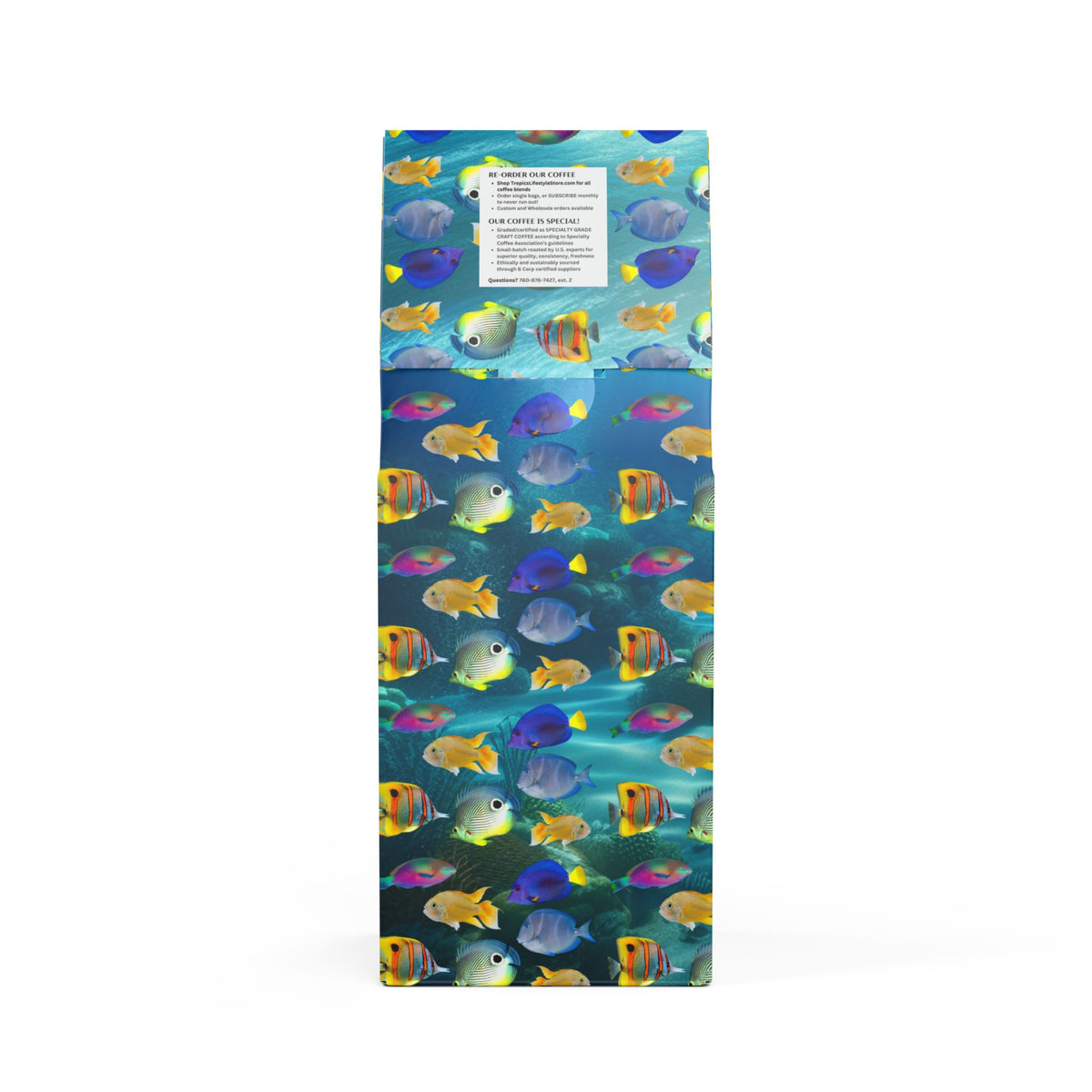 Cocoa Palms Blend™ (Medium-Dark Roast) Specialty Grade Craft Coffee / School of Fish, Ocean