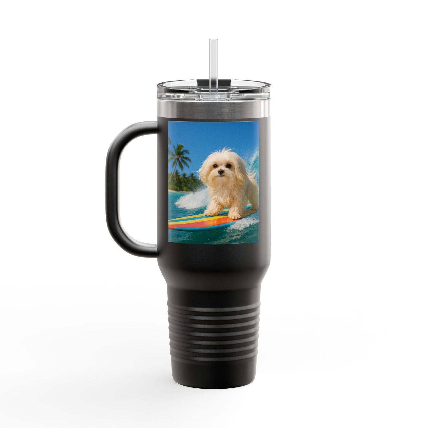 Puppy Ariel the Dog Surfer Insulated Travel Mug - 40oz - Perfect for Outdoor Adventures