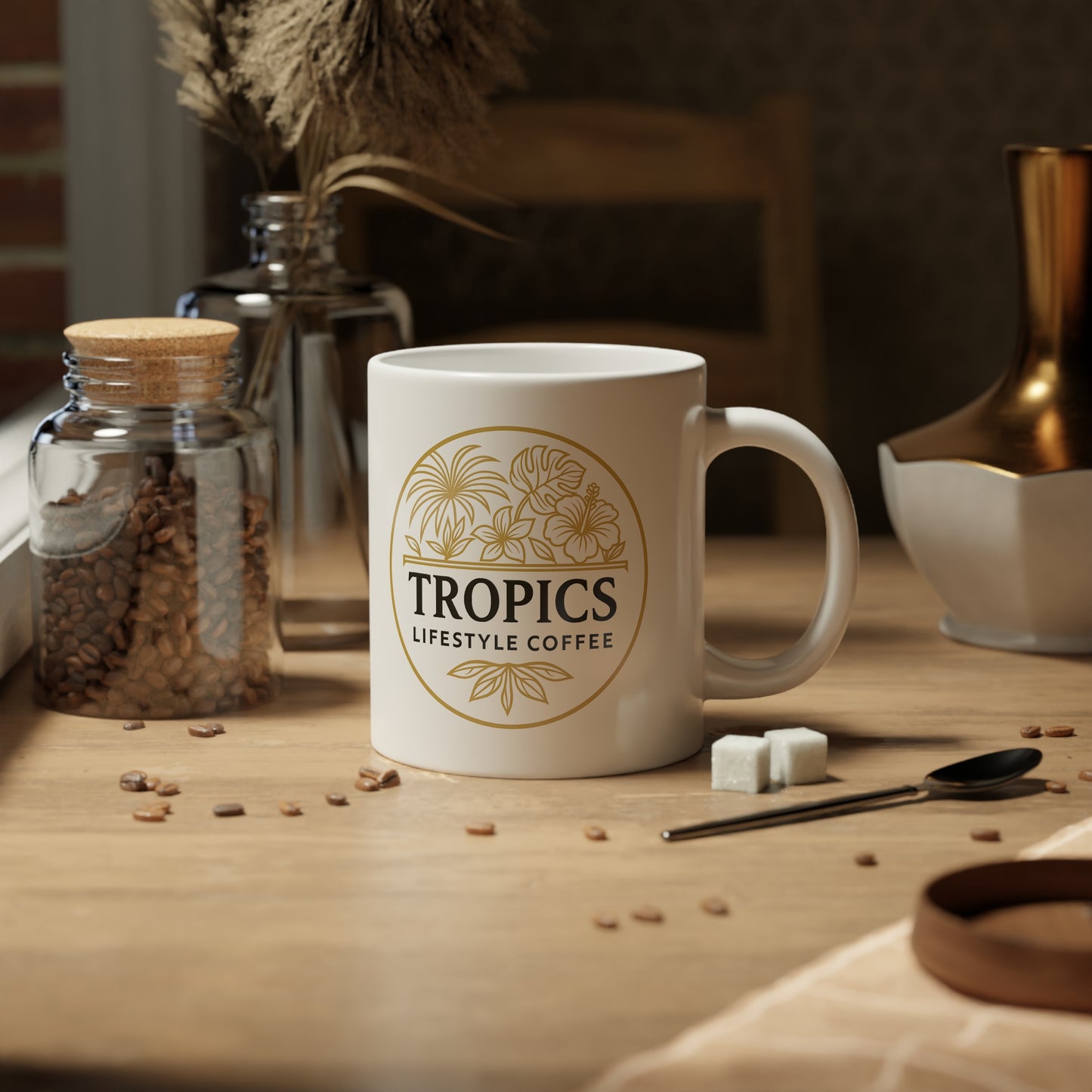 Jumbo Mug, 20oz, Gold TLCoffee Logo | Tropical Coffee Cup