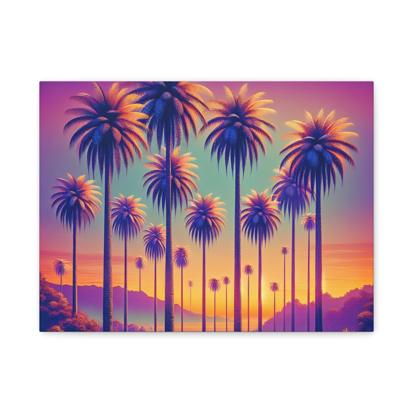 Matte Canvas, Stretched, Various Sizes / Sunset Palms