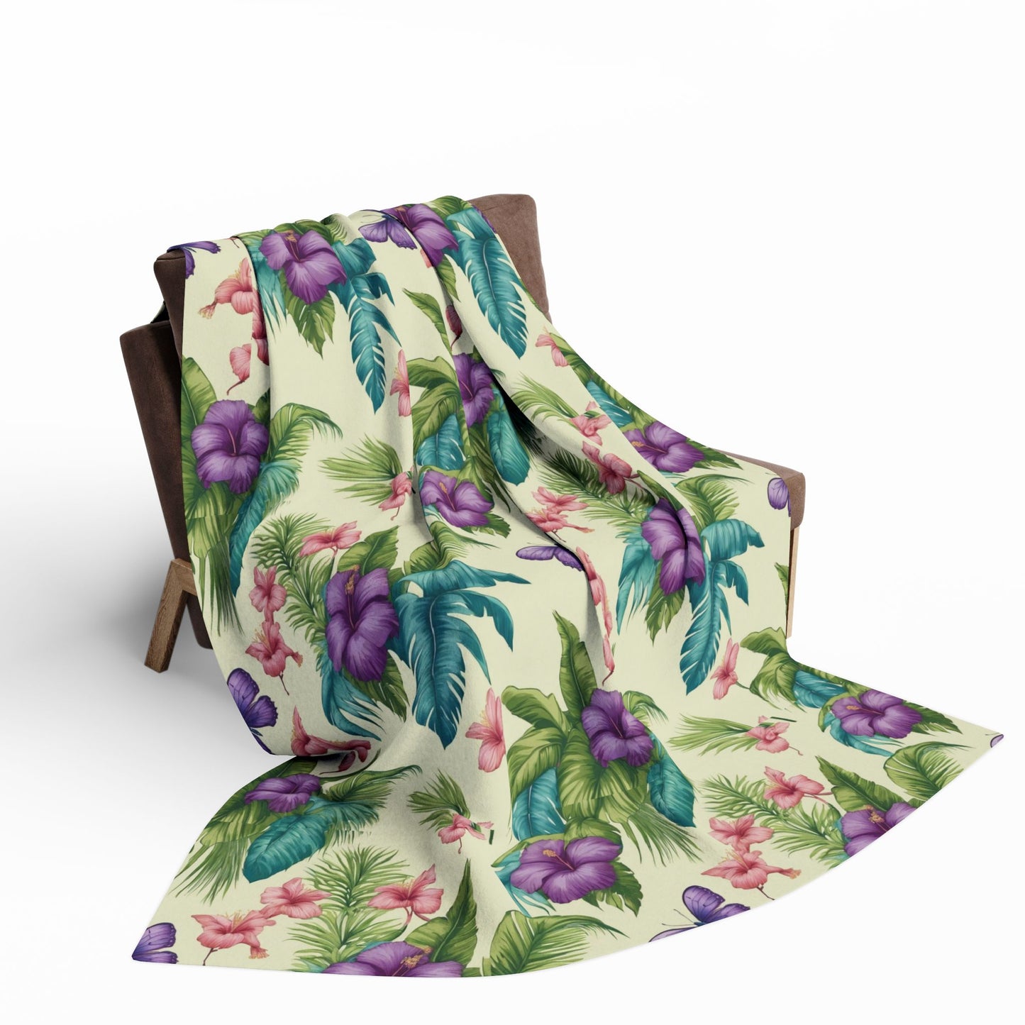 Mary's Garden Toile Fleece Blanket - Colorful Tropical Design