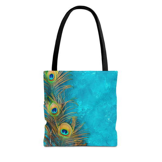 Peacock Turquoise Glow Tote Bag - 3 Sizes