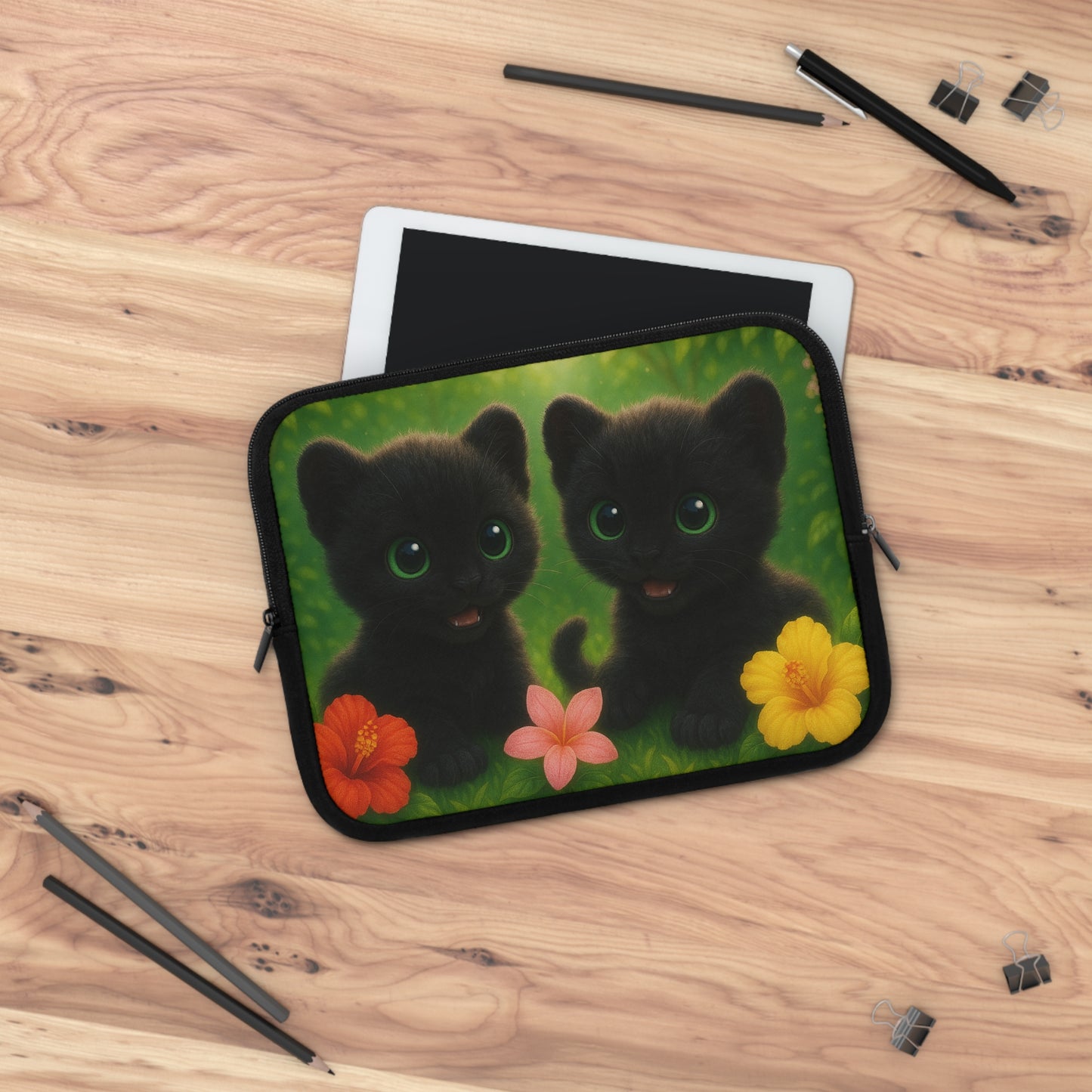 Tropical Laptop Sleeve, 5 Sizes - Perfect for Animal Lovers & Students / Baby Black Panthers