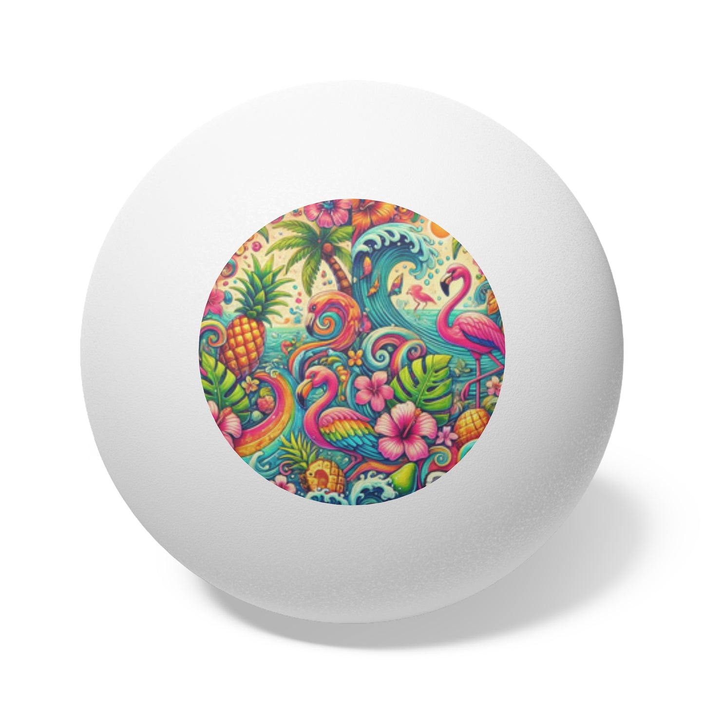 Tropical Paradise Ping Pong Balls - 6 Pack with Flamingo Waves