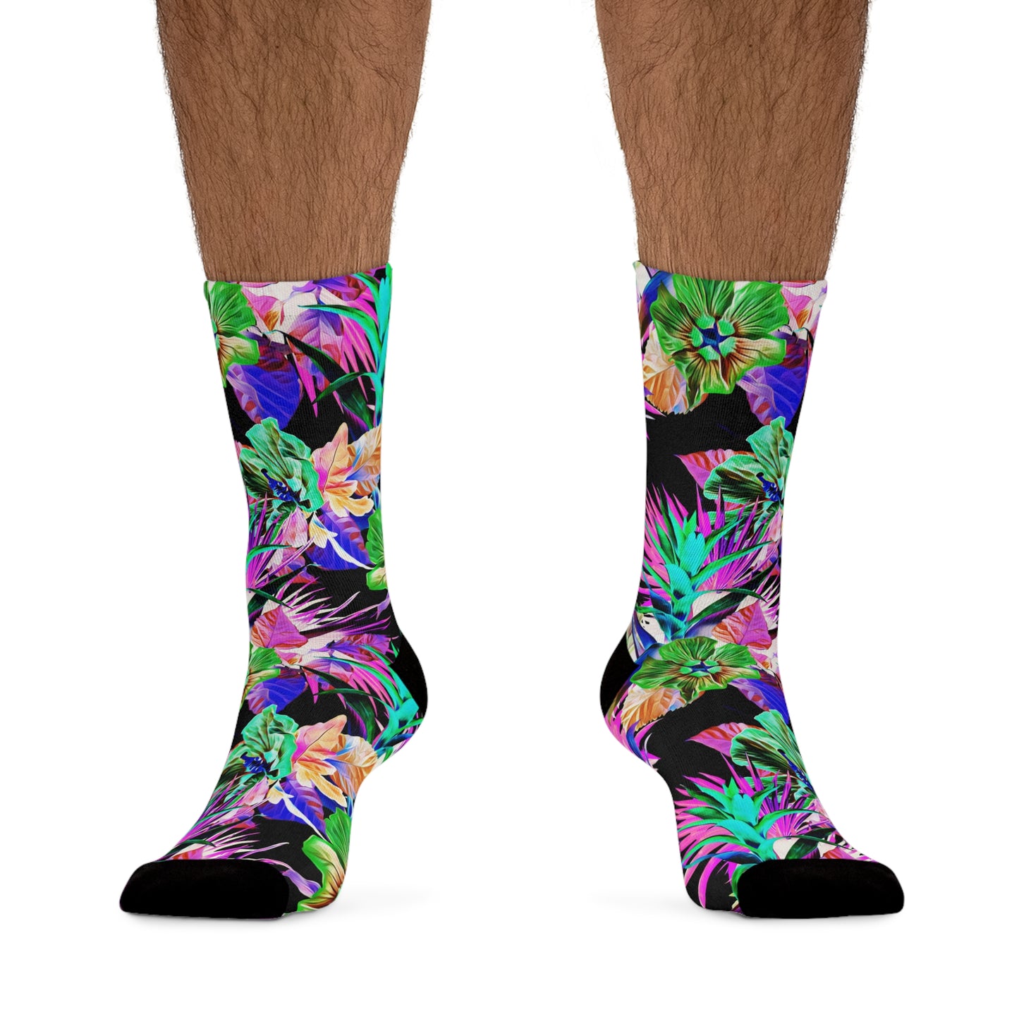 Recycled Poly Socks, Plant-Palooza, black