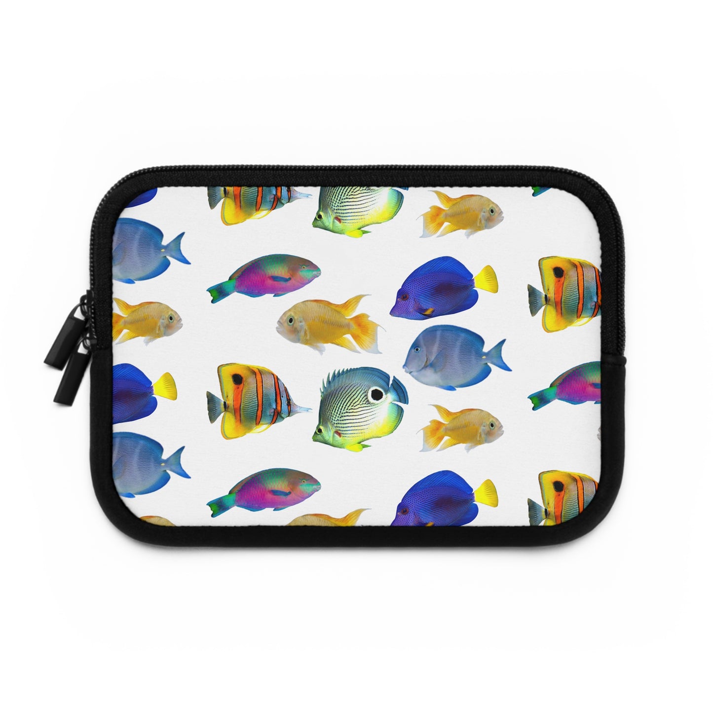 Tropical Laptop Sleeve, 5 Sizes - Perfect for Beach Lovers & Students / School of Fish, White
