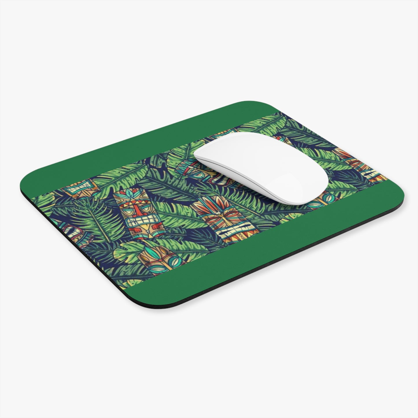 Mouse Pad (Rectangle) - Tiki Greenery, Dark Green