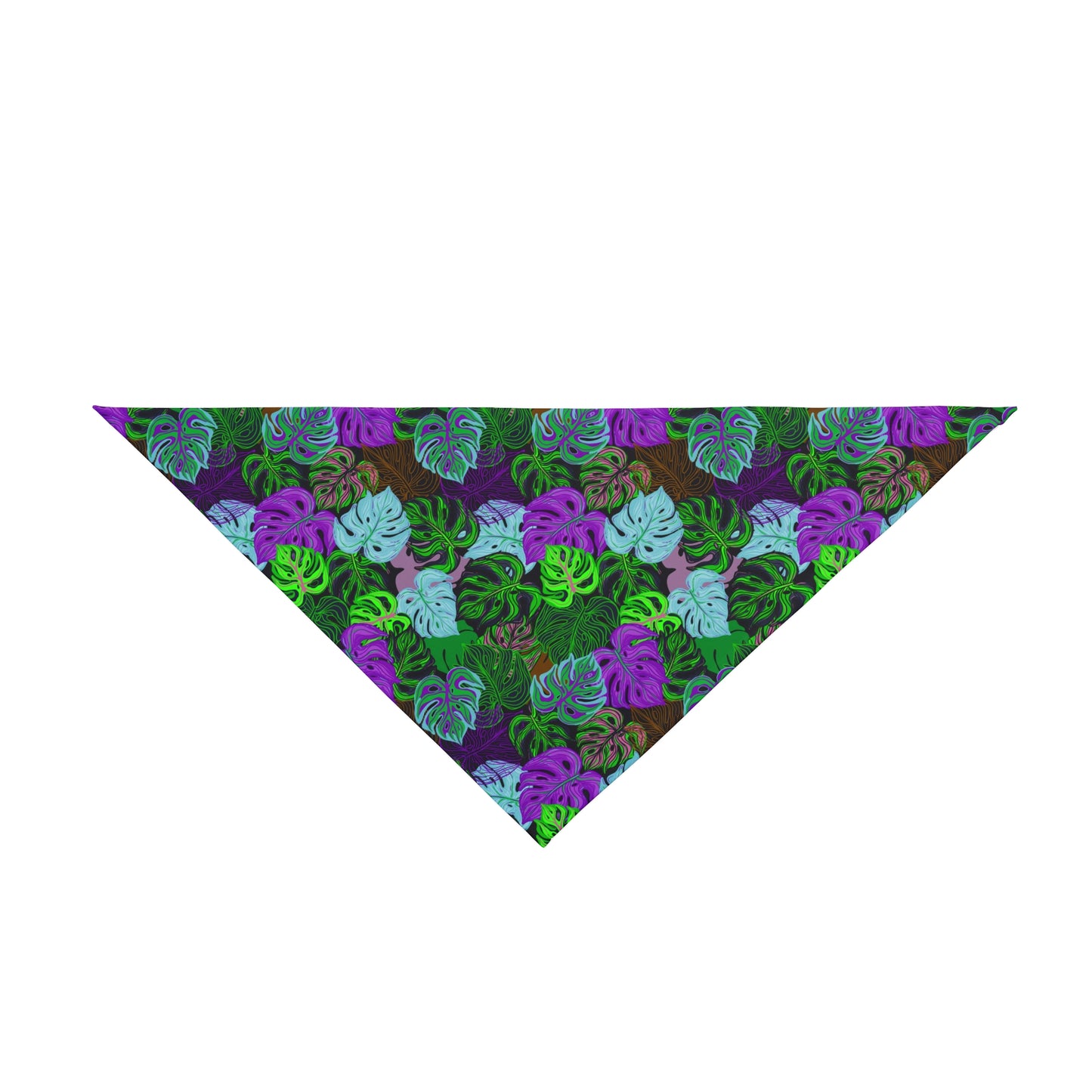 Peacock Vibes Monsteras Tropical Pet Bandana, 2 Sizes - Stylish accessory for dogs & cats