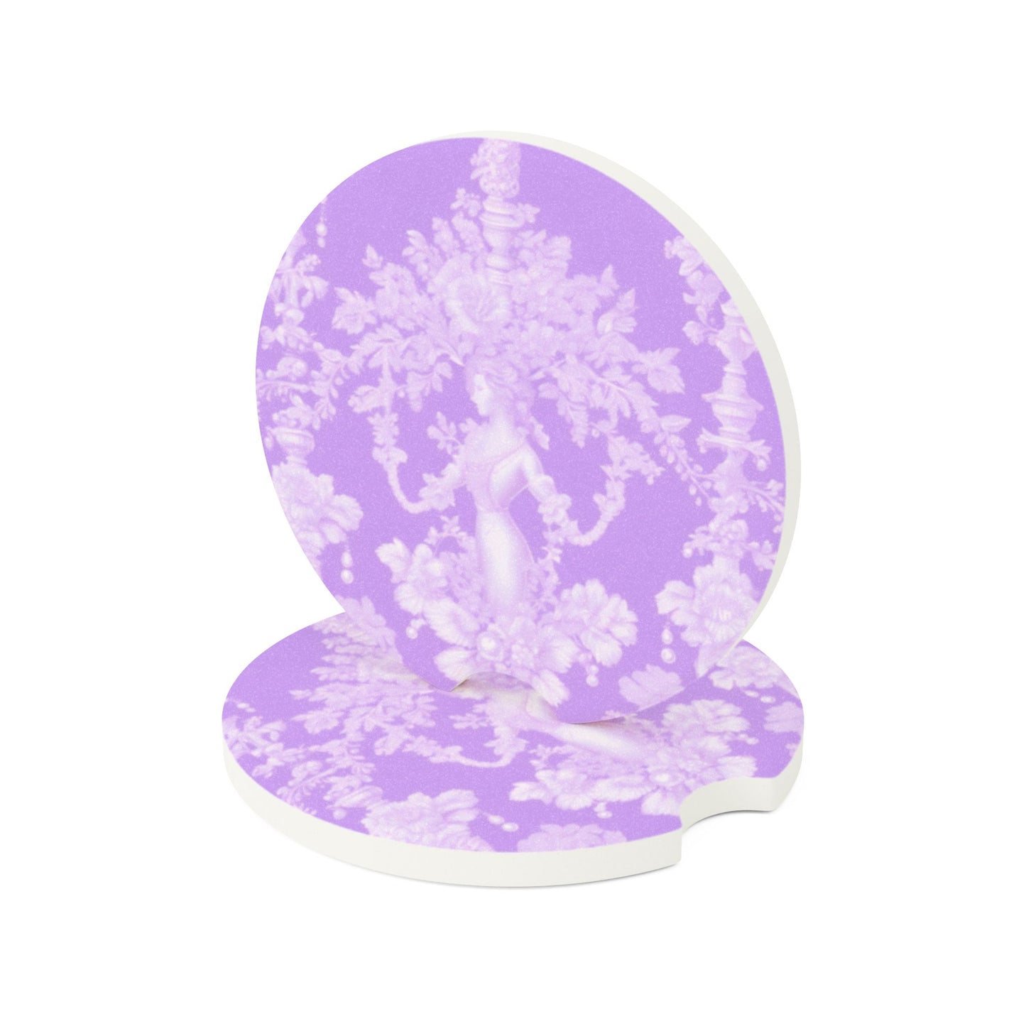 Soapstone Car Coaster - Pearl Lady Toile, purple