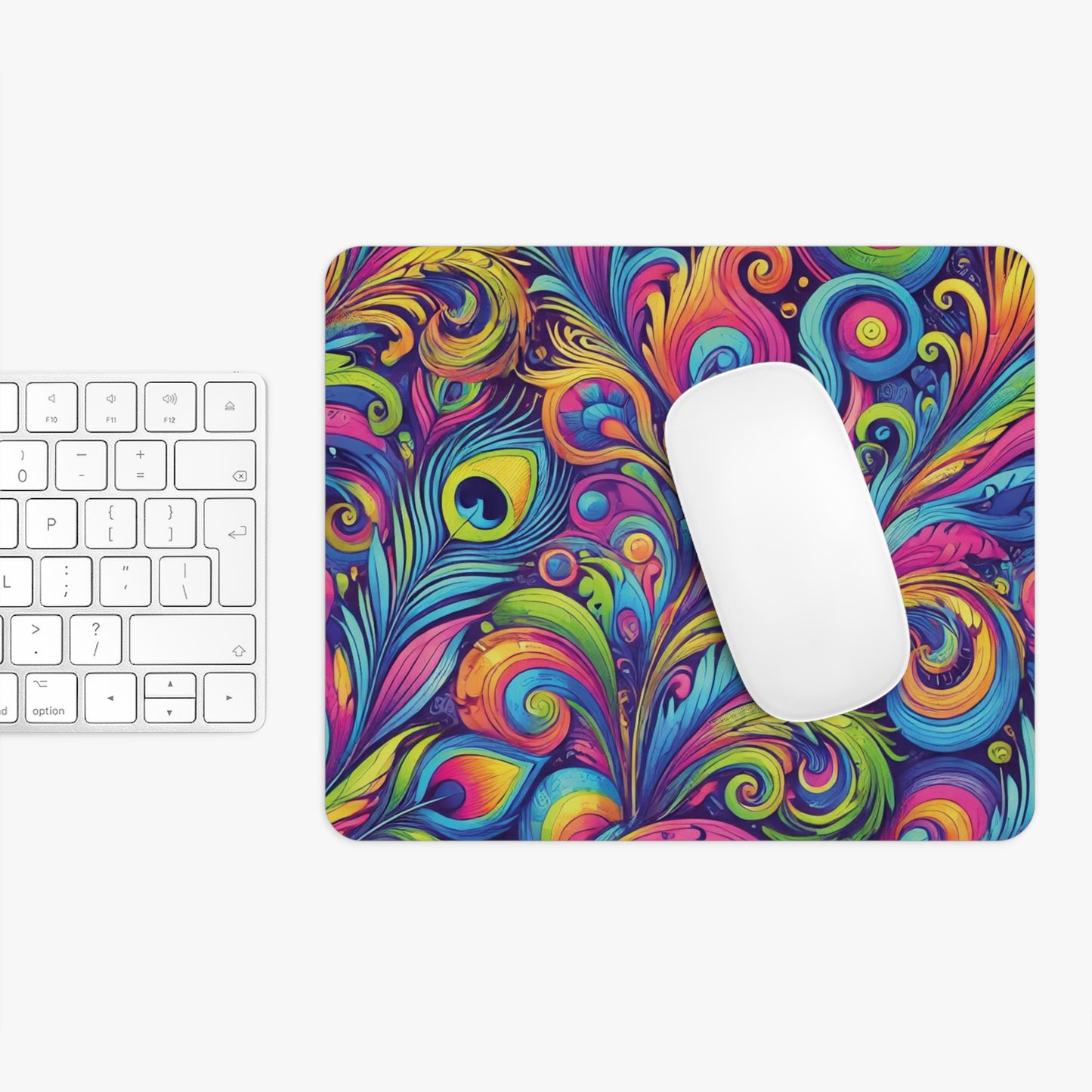 Tropical Mouse Pad, 2 Shapes - Beach Vibes for Home Office & Gamer / Feather Currents