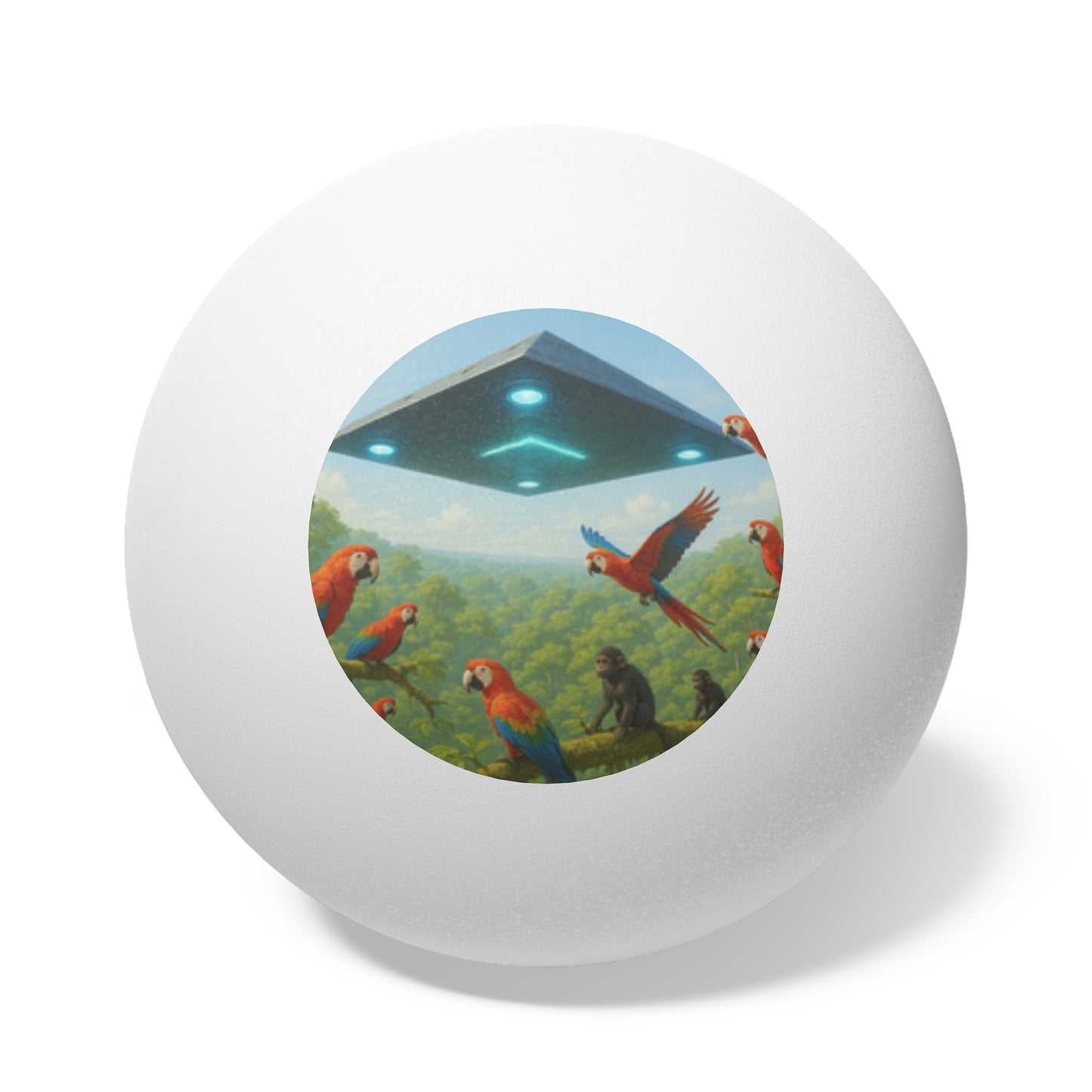 Tropical Paradise Ping Pong Balls - 6 Pack, UFO and Macaws