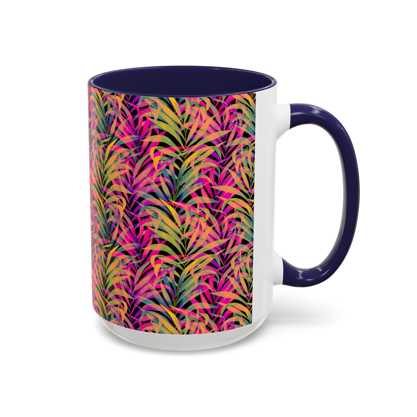 Accent Coffee Mug (11, 15oz), Rainbow Fronds / Various Colors