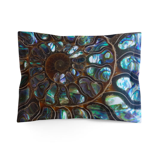 Microfiber Pillow Sham, 2 Sizes | Tropical Vibes for Relaxation / Ammonite and Abalone