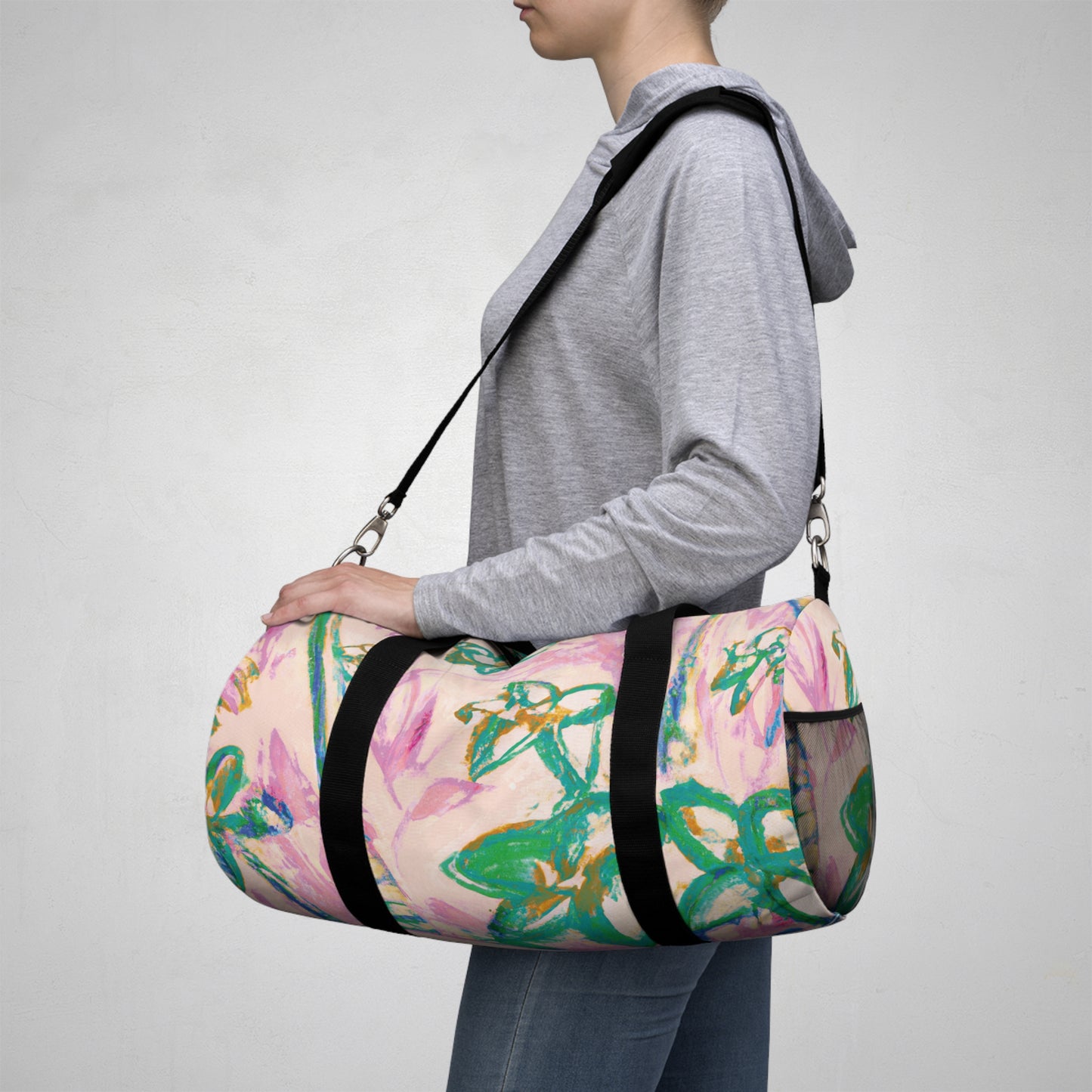 Tropical Rainforest Duffel Bag - Perfect for Travel and Gym / Tropical Doodles, Pink