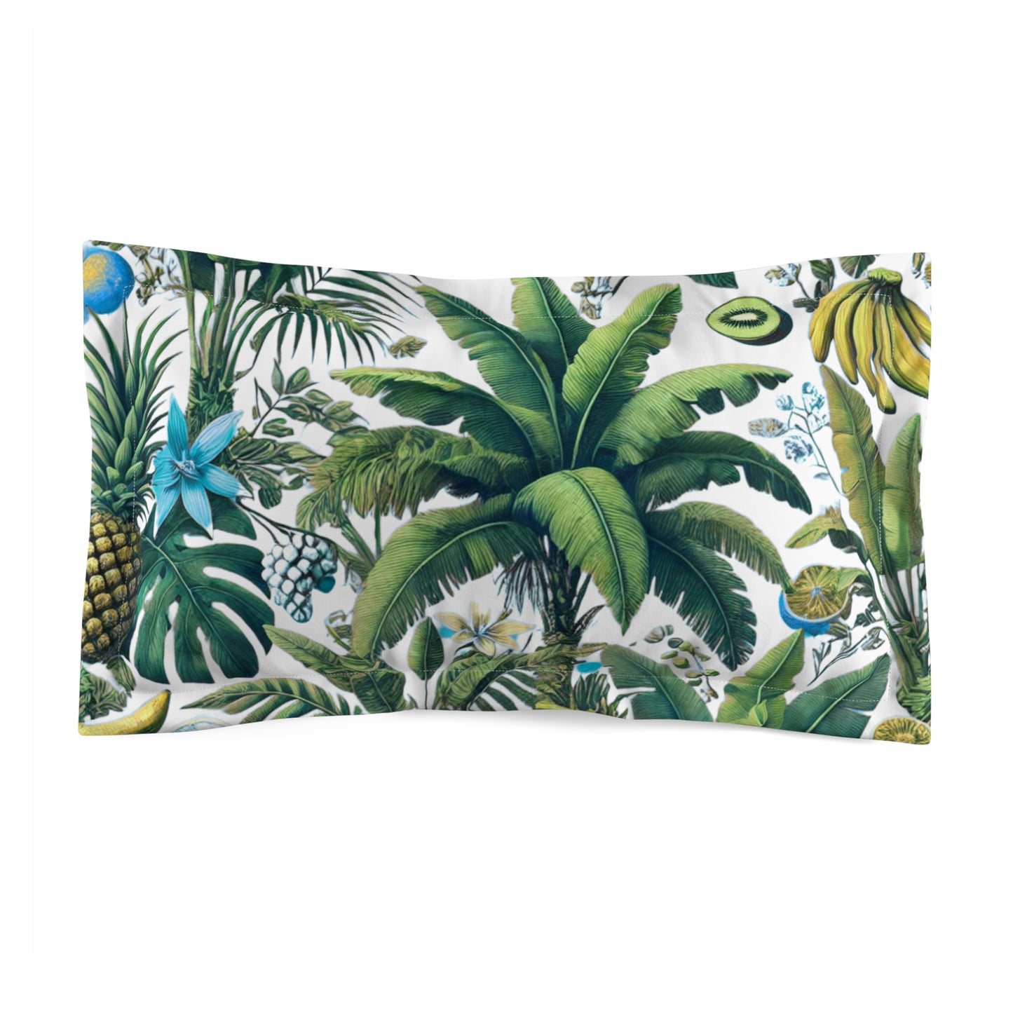 Microfiber Pillow Sham, 2 Sizes | Tropical Vibes for Relaxation / More Tropical Fruit, White