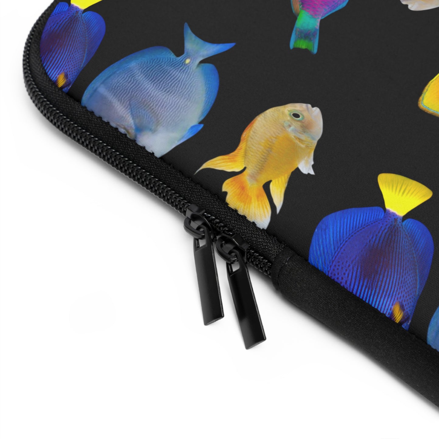 Tropical Laptop Sleeve, 5 Sizes - Perfect for Beach Lovers & Students / School of Fish, Black