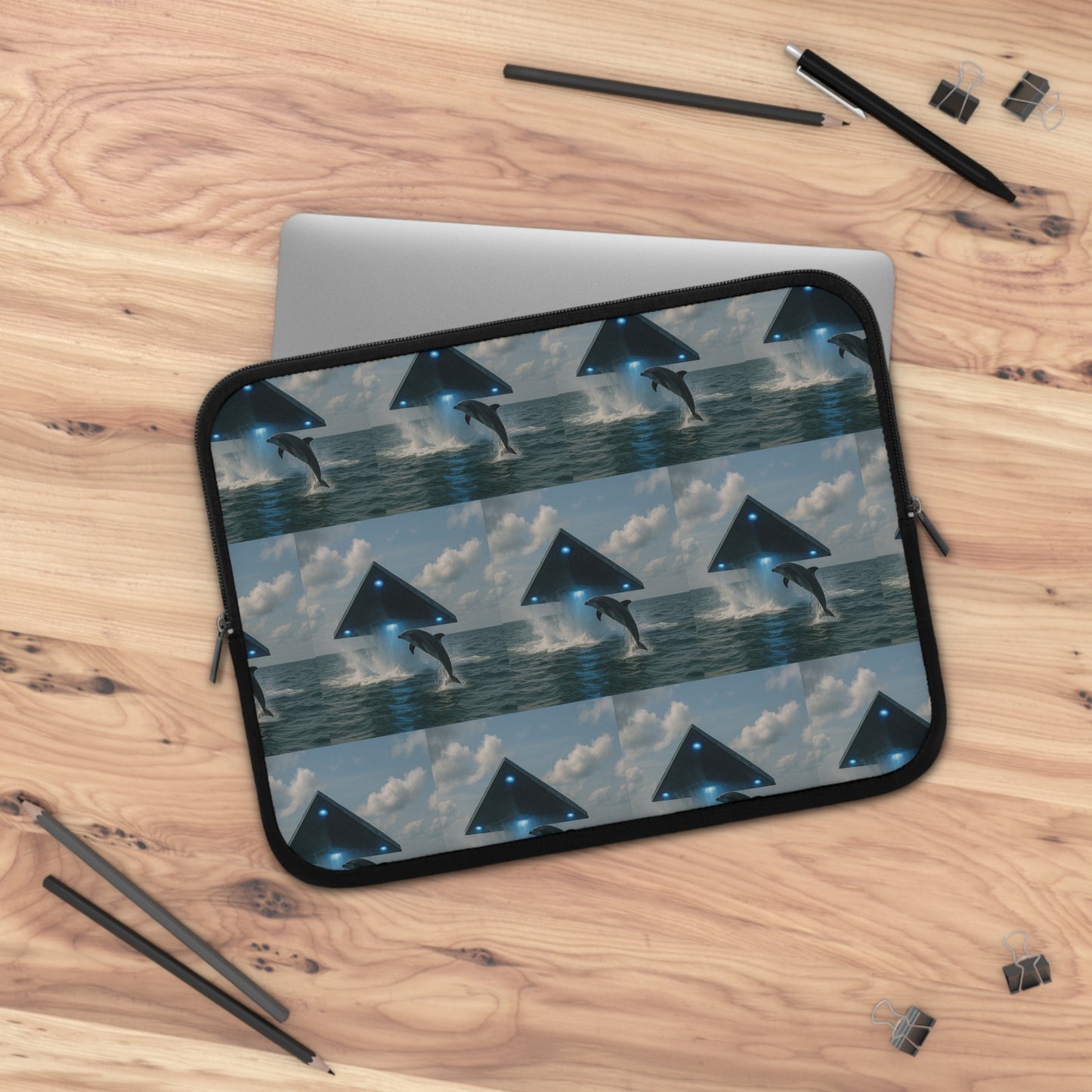 Tropical Laptop Sleeve, 5 Sizes - Perfect for Ocean Lovers / UFO and Dolphin