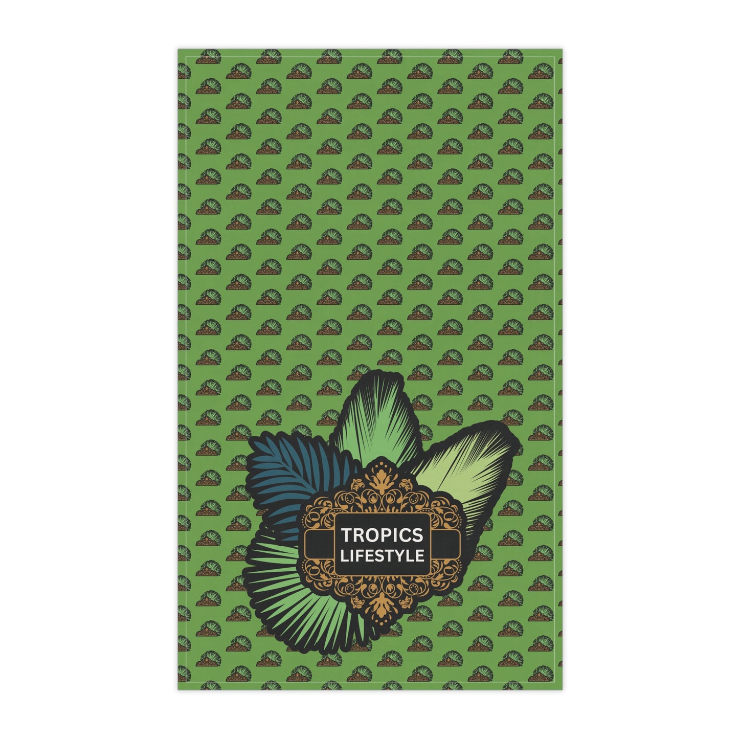 Tea Towels (cotton, poly), Tropics Lifestyle Deco Plant Logo, Micros Green