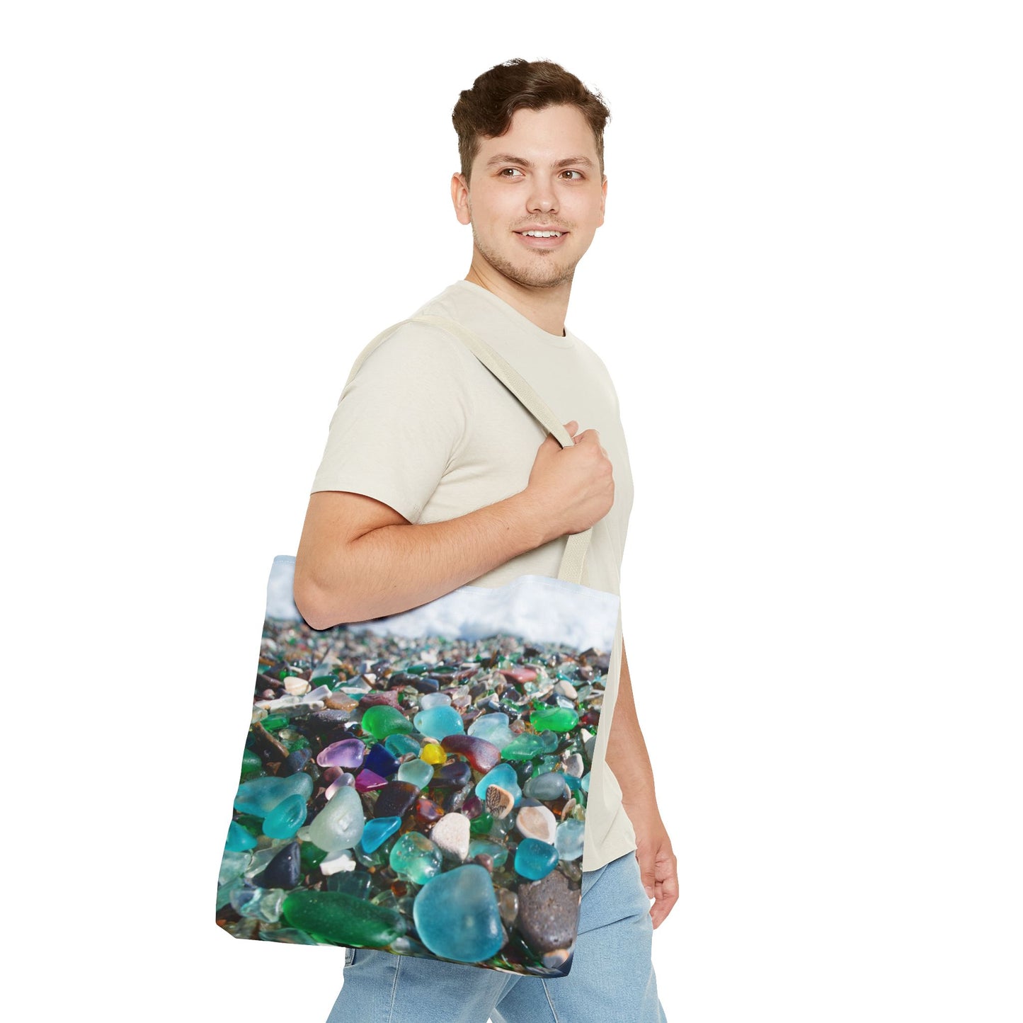 Beach Glass Tote Bag - Colorful Coastal Design, 3 Sizes