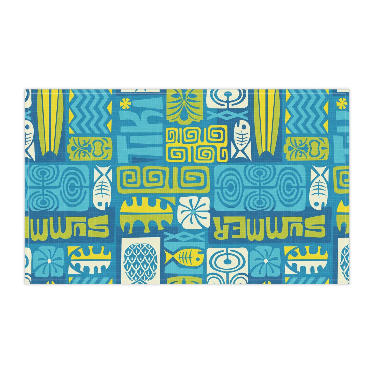 Tea Towels (cotton, poly) - Tiki Poster Blue