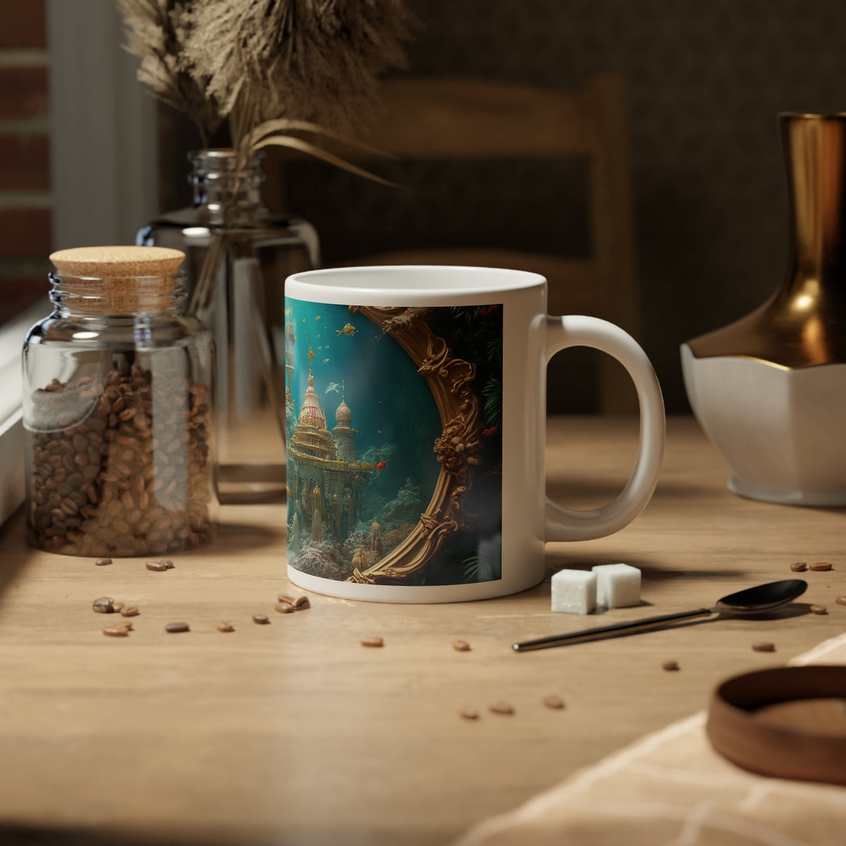 Jumbo Mug, 20oz, Mermaid Palace Aegean Sea | Tropical Coffee Cup