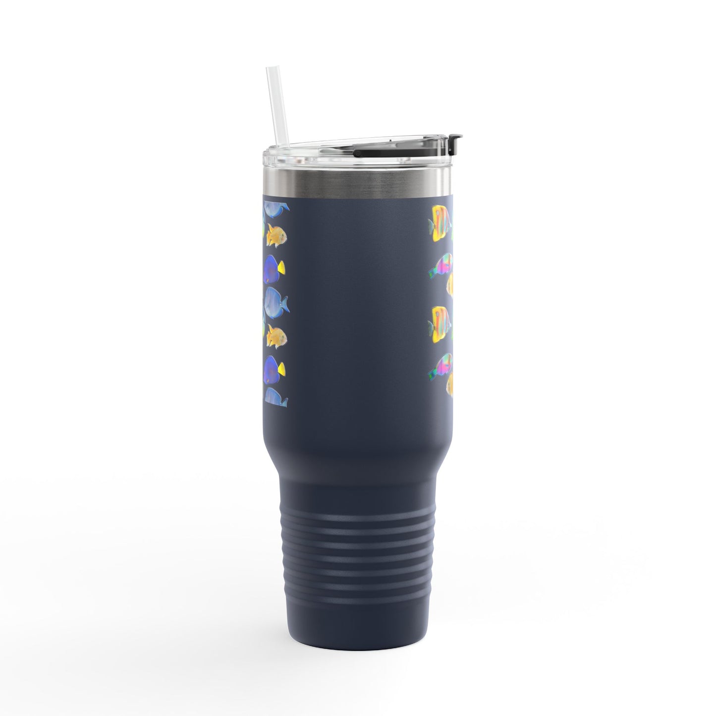 School of Fish/White Insulated Travel Mug - 40oz - Perfect for Outdoor Adventures
