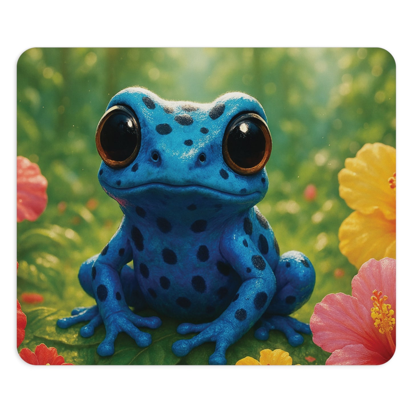 Tropical Mouse Pad, 2 Shapes - Beach Vibes for Home Office & Gamer / Baby Blue Tree Frog