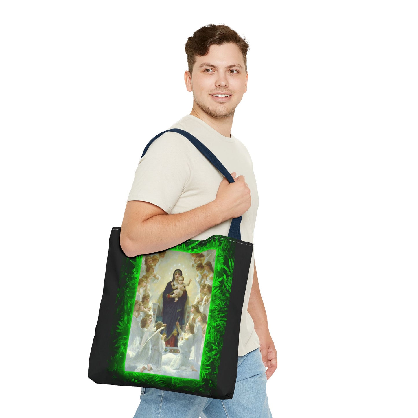 Religious Mary With the Angels Tropical Tote Bag - 3 Sizes