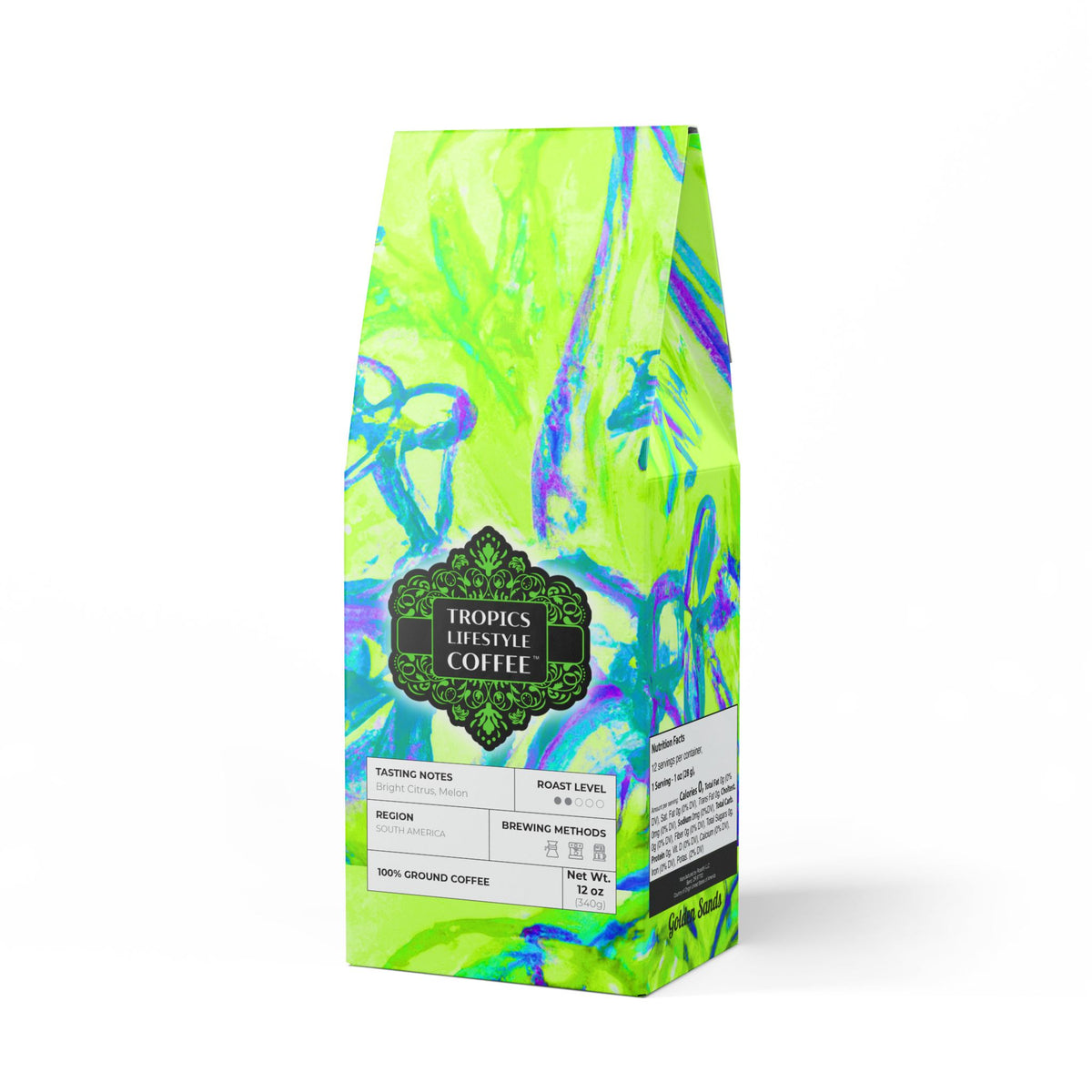 Golden Sands Single Origin™ Coffee (Light-Medium Roast) Specialty Grade / Tropical Doodles, Lime