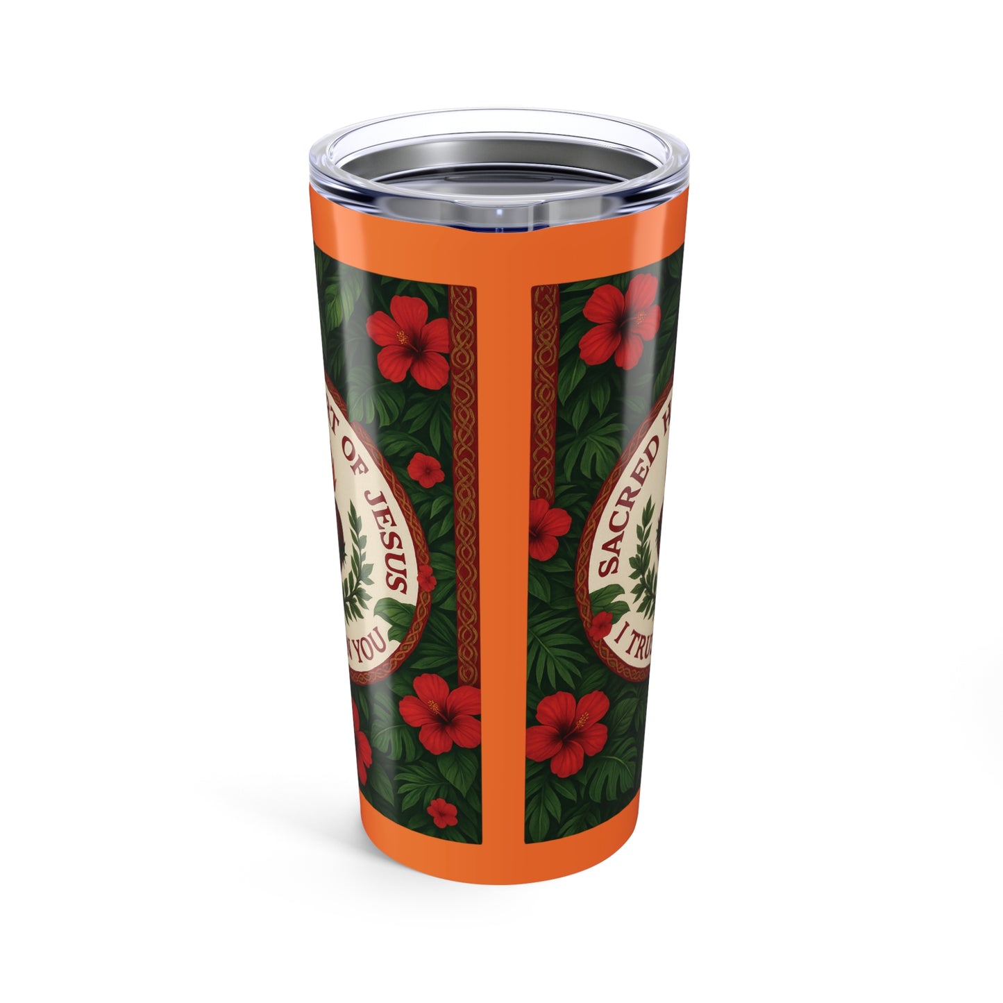Religious 20oz Tropical Glossy Tumbler - Sacred Heart of Jesus Prayer, Crusta Lt. Orange