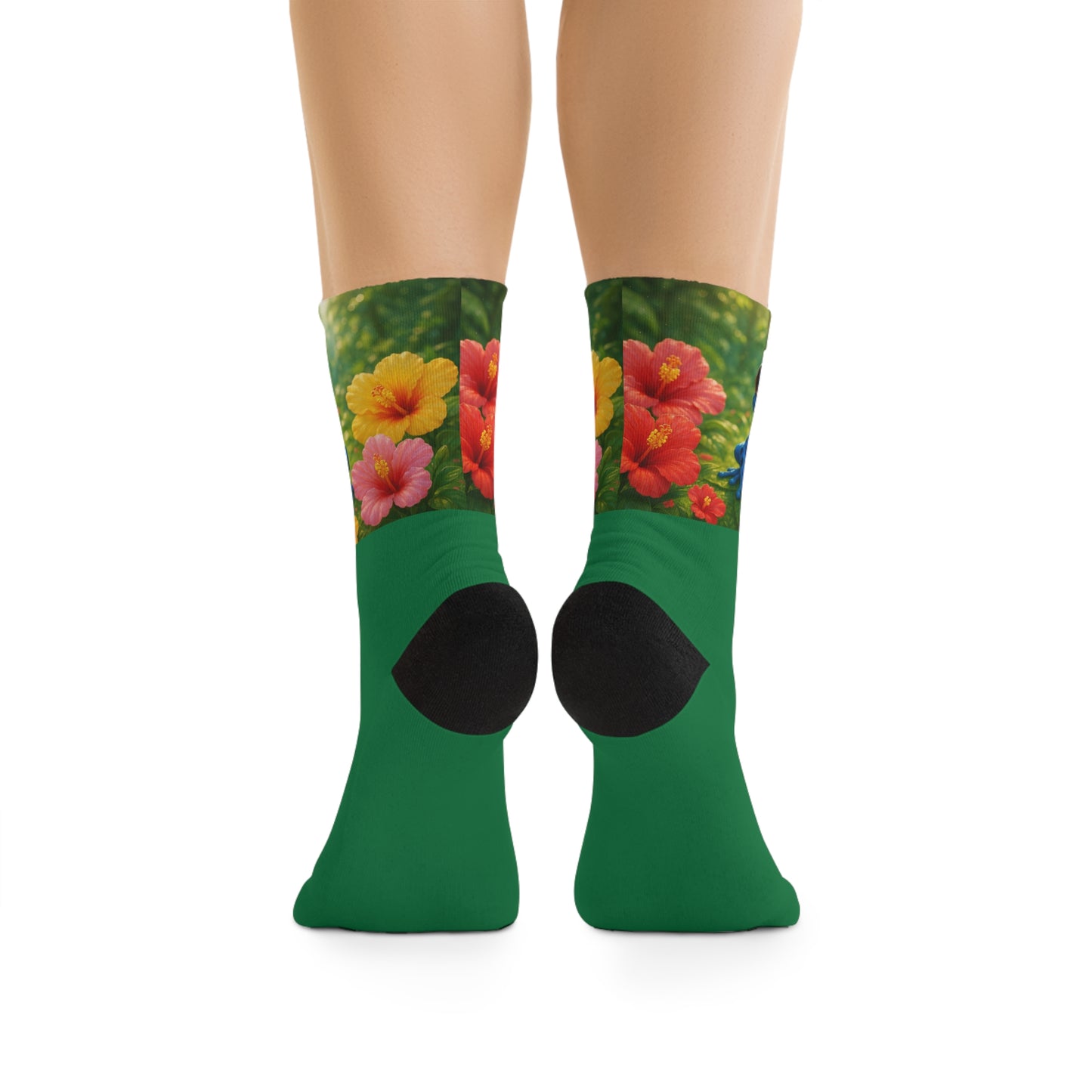 Recycled Poly Socks, Baby Tree Frog/Dark Green