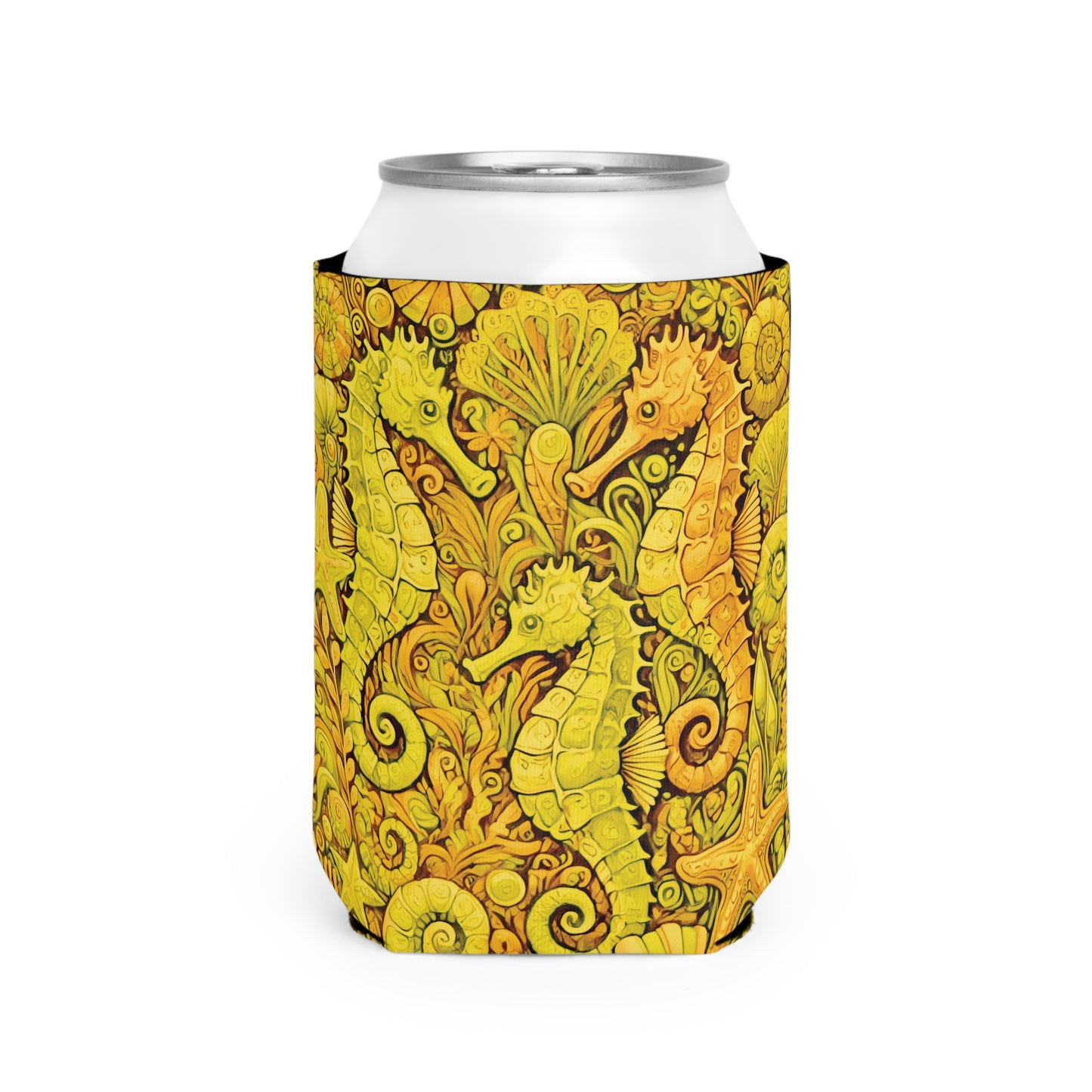 Seahorse Trio/Yellow Can Cooler Sleeve - Perfect for Outdoor Picnics