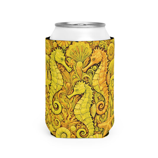 Seahorse Trio/Yellow Can Cooler Sleeve - Perfect for Outdoor Picnics