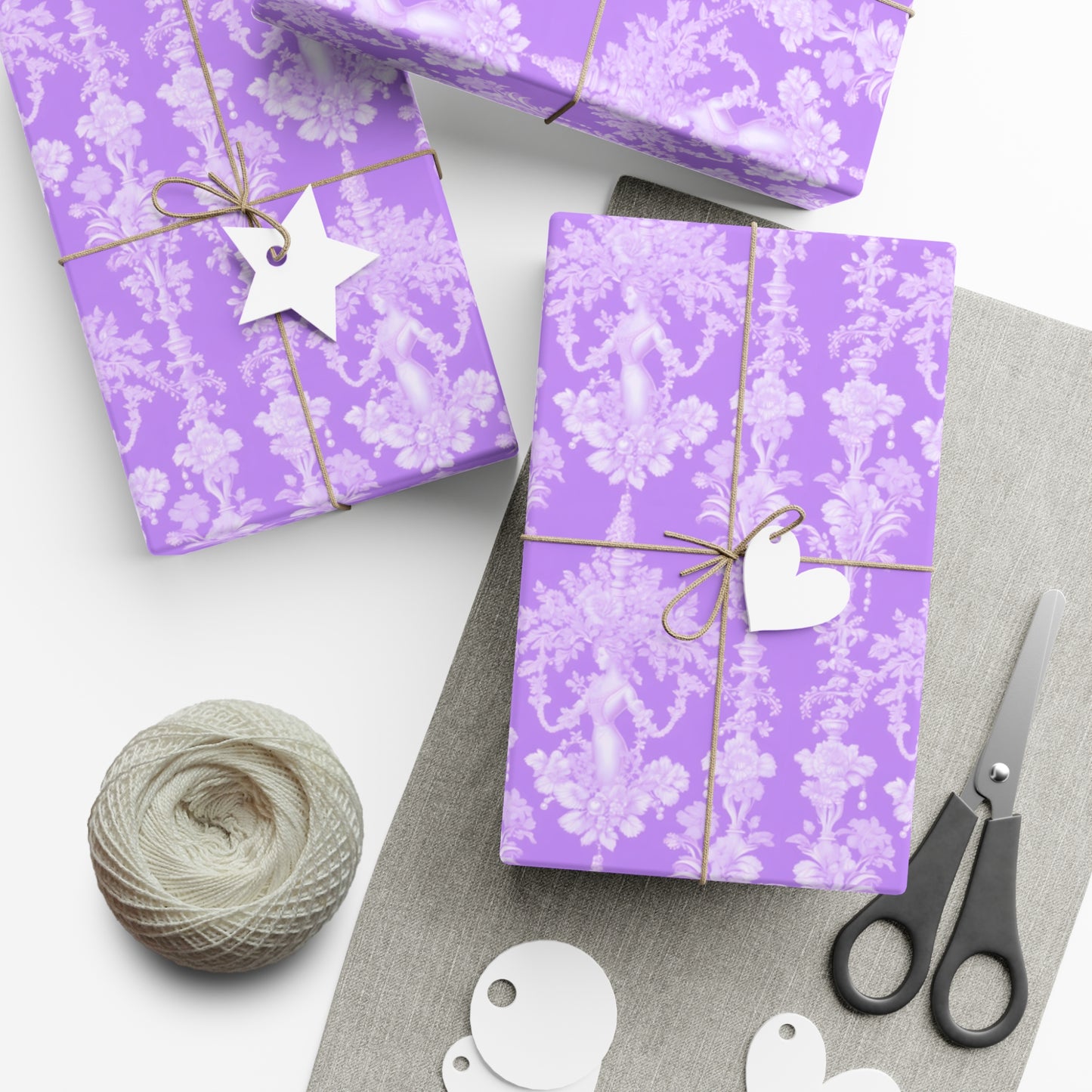 Gift Wrap Papers, Pearl Lady Toile / Purple, 3 Sizes