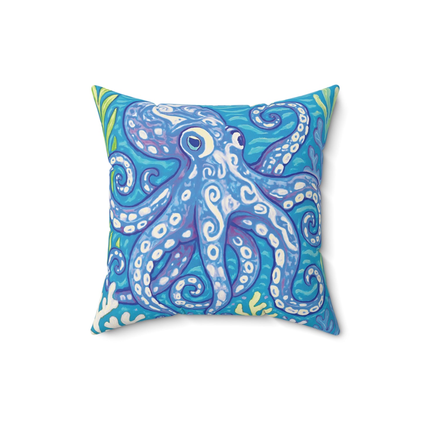 Decorative Pillow - Accent Cushion, 4 Sizes / Octopus Kraken Joe, Blue
