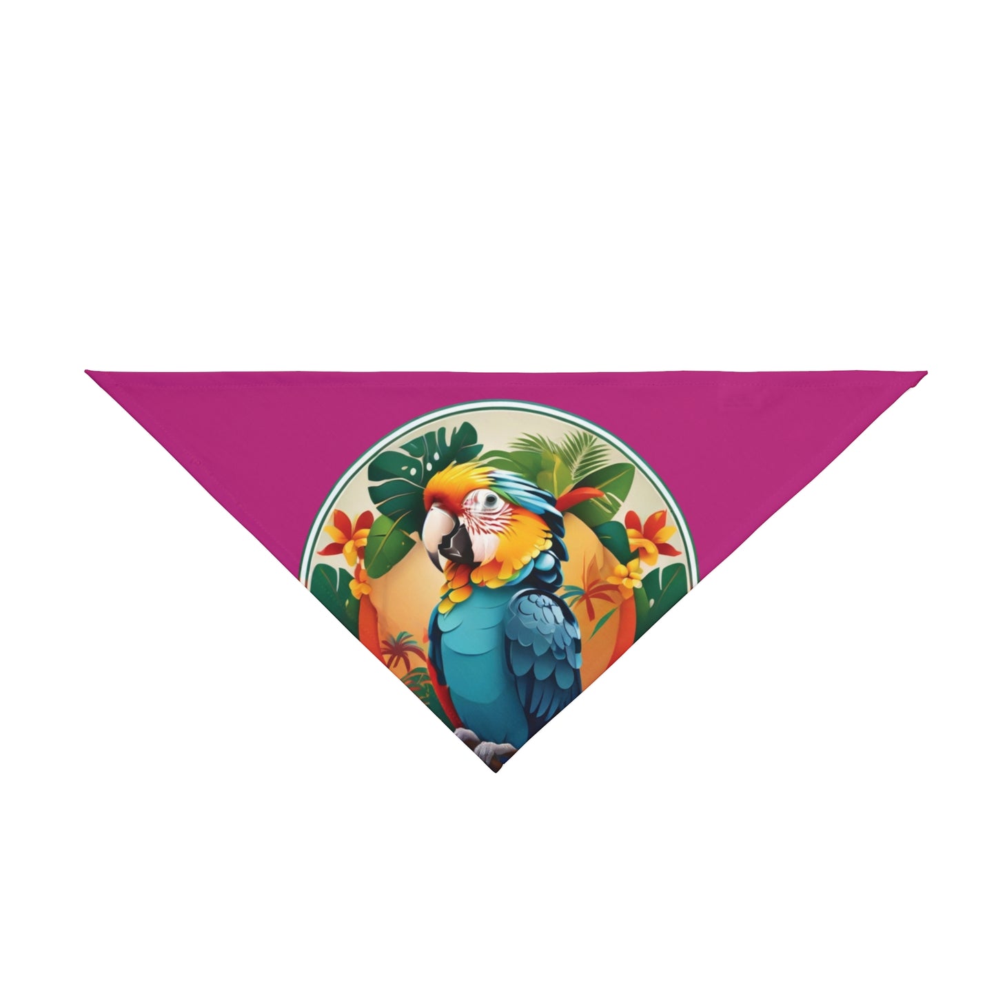 Pink Parrot Friend Tropical Pet Bandana, 2 Sizes - Stylish accessory for dogs & cats