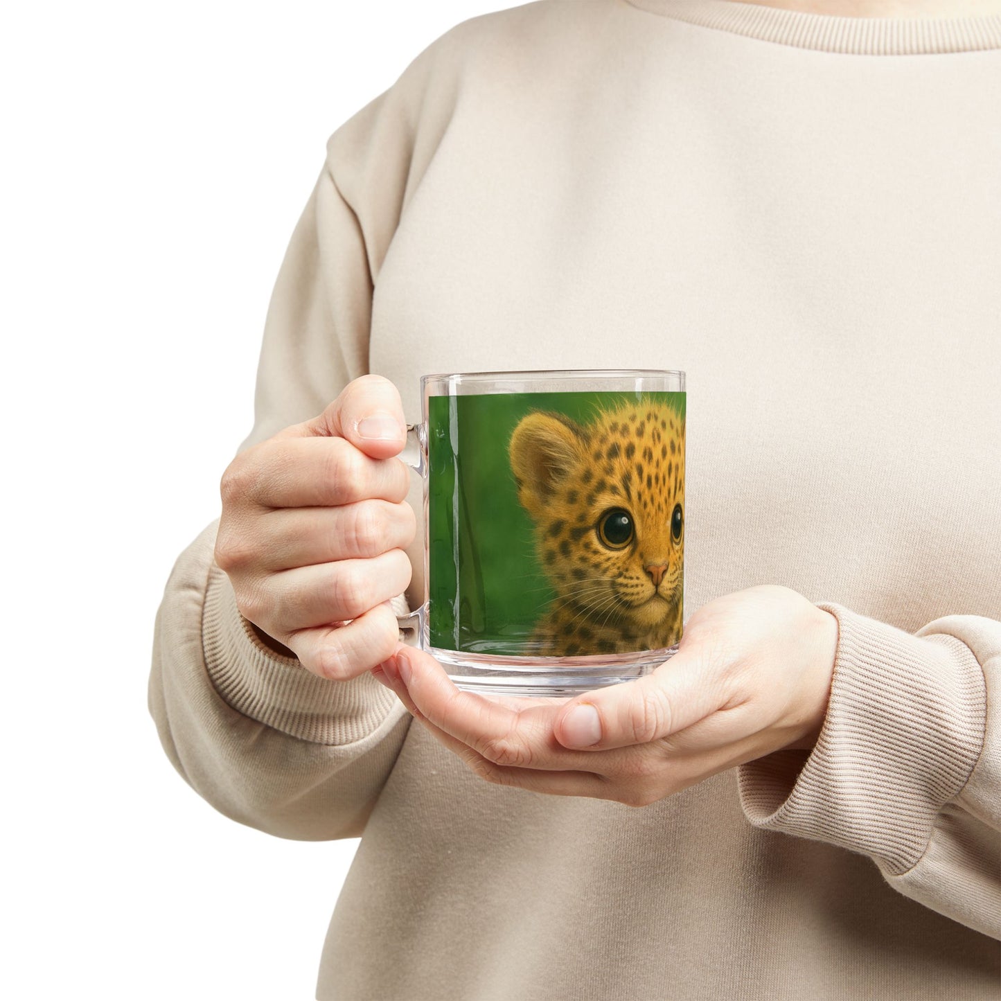 Baby Jaguars Glass Mug - 10oz, Perfect for Rainforest Lovers
