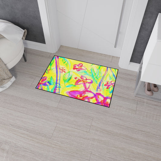 Heavy Duty Floor Mat, 5 Sizes – Tropical Area Rug for Home Décor / Tropical Doodles, Yellow