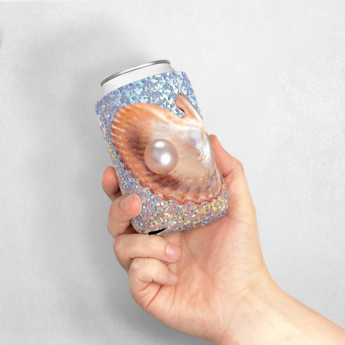 Disco FW Peach Pearl Oyster Can Cooler Sleeve - Perfect for Outdoor Picnics