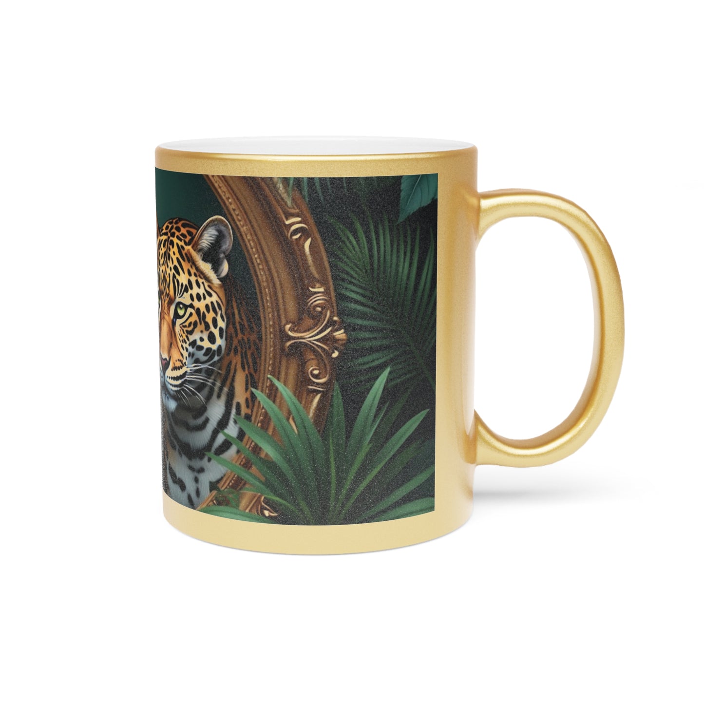 Tropical Metallic Mug, Gold or Silver - Framed Jaguars